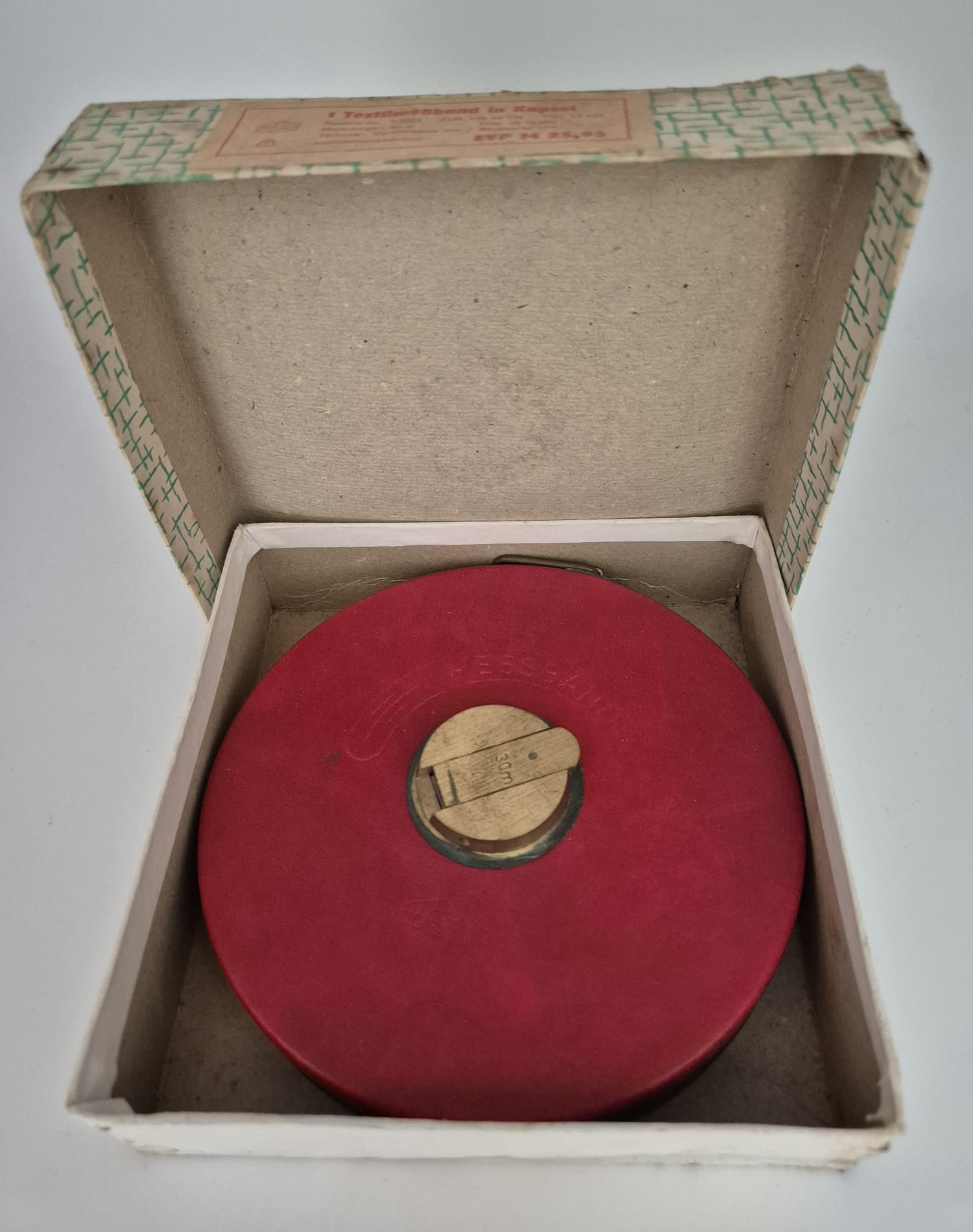 DDR Textilmaßband in roter Lederkapsel Massi Tools, Maßband 30 Meter OVP