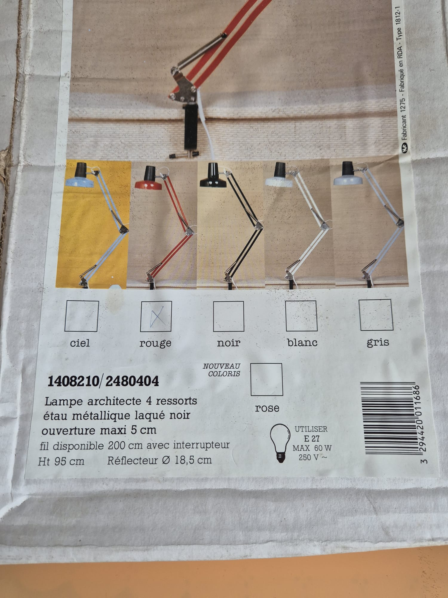 Gelenklampe, Architektenlampe Mathias rot