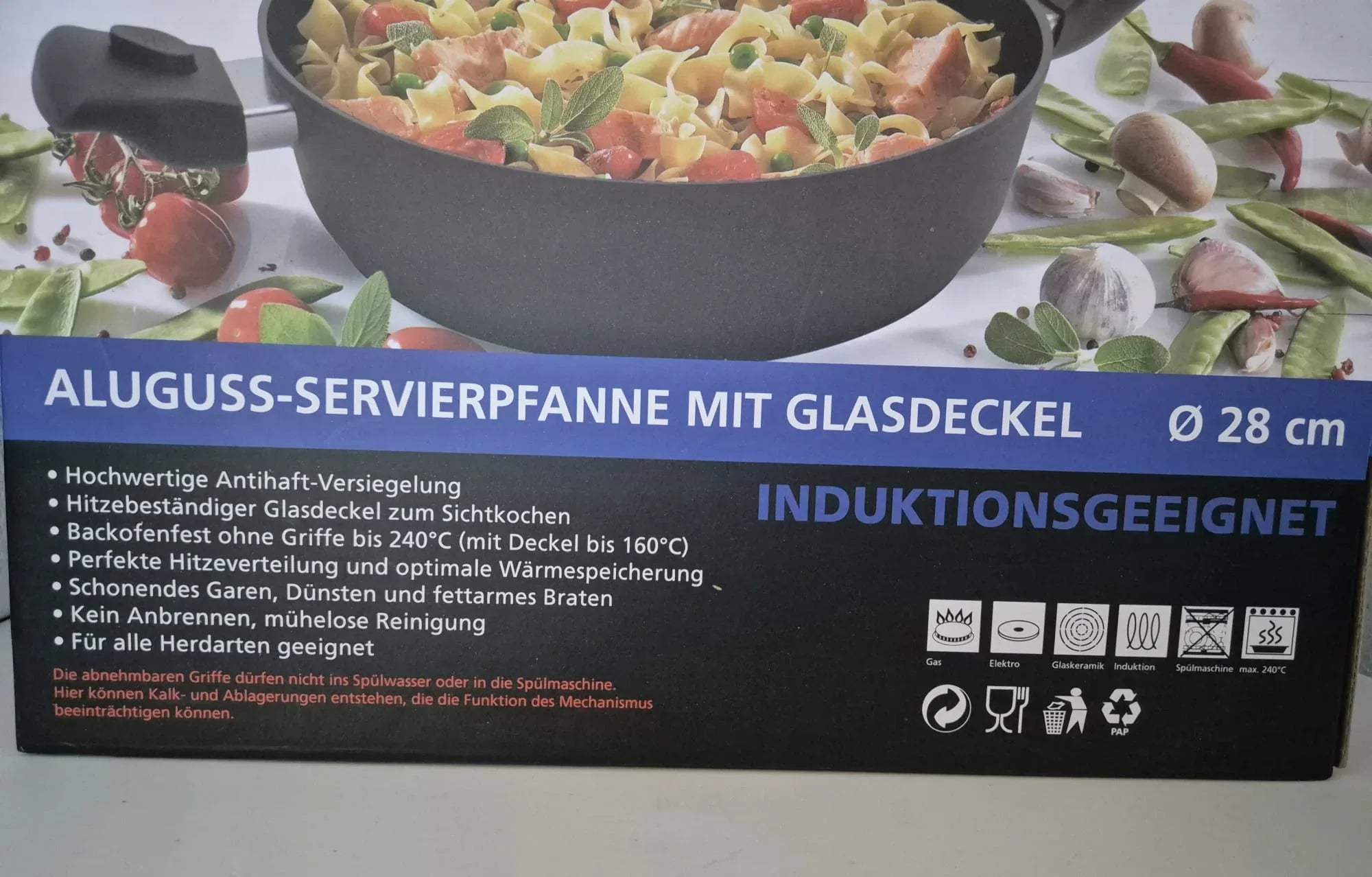KRÜGER ALUGUSS-SERVIERPFANNE MIT GLASDECKEL – Ø 28 CM
