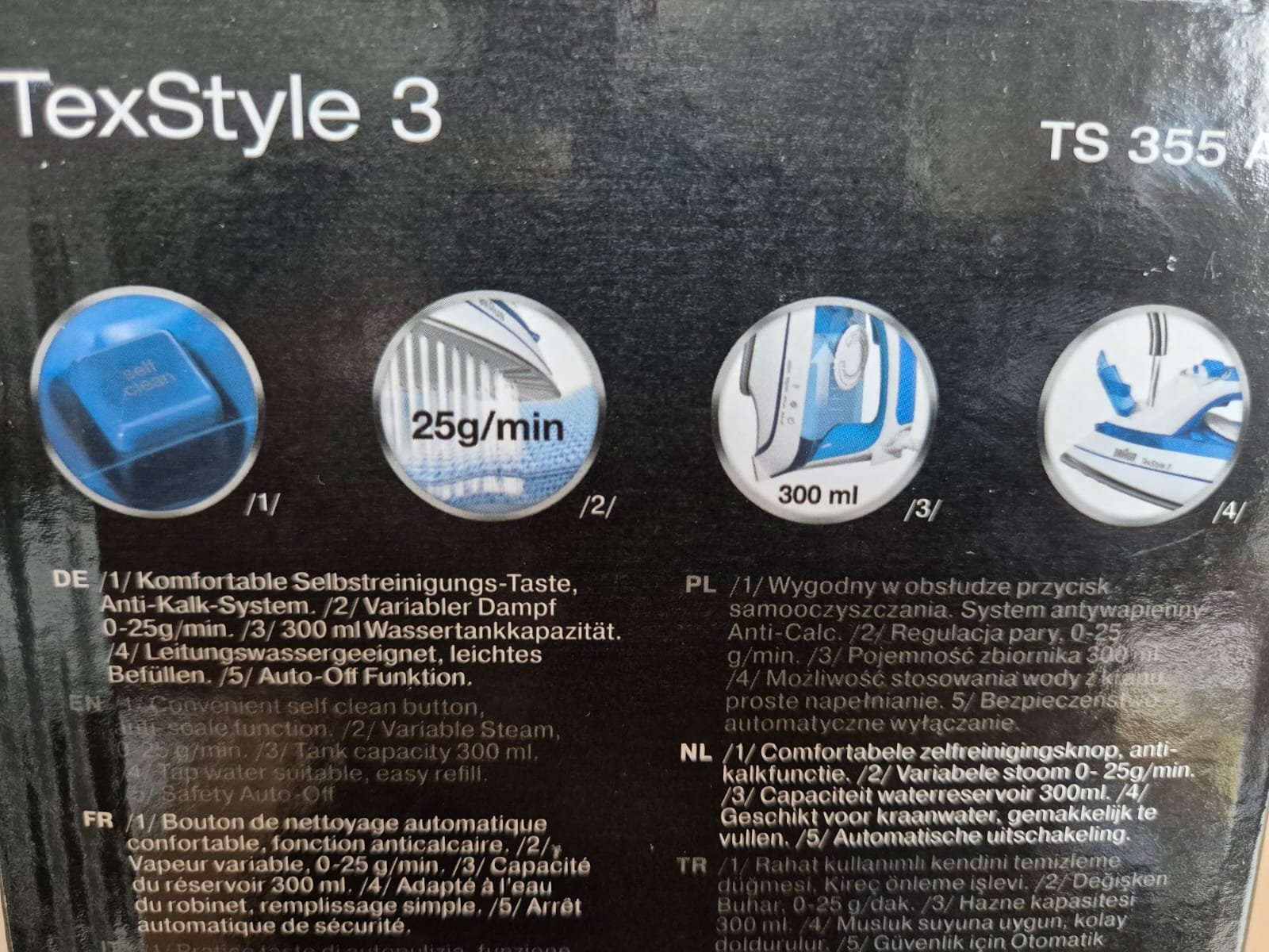 Dampfbügeleisen Braun TexStyle 3 TS 355 A – neu & unbenutzt – OVP