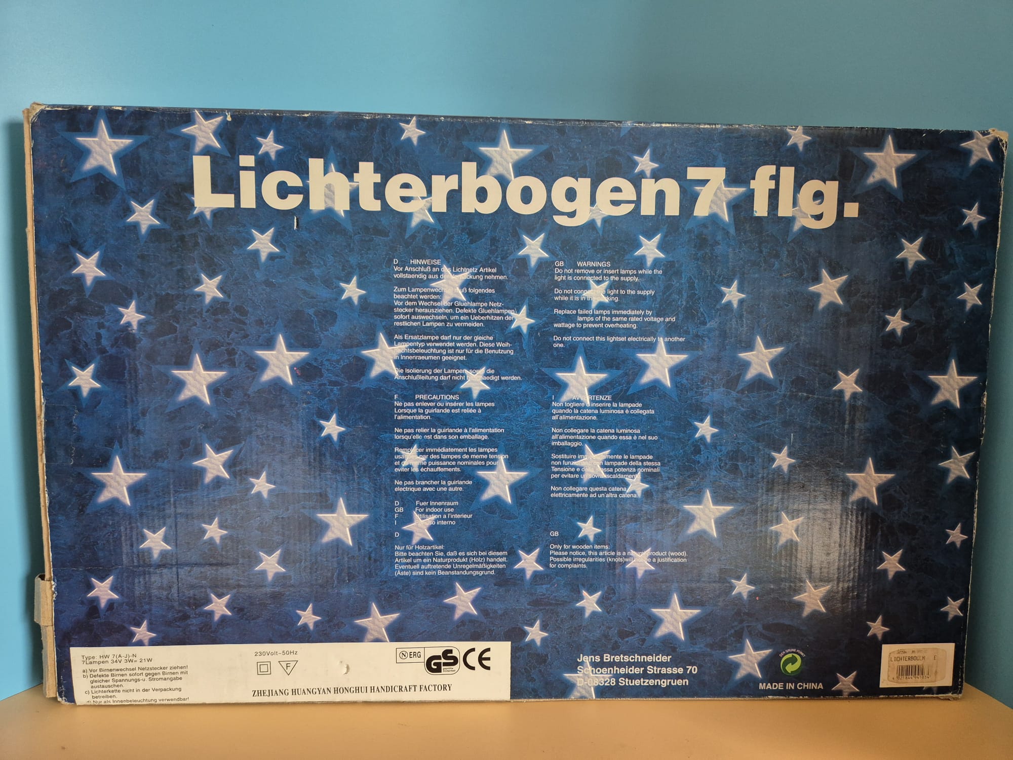 Schwibbogen Jens Bretschneider Lichterbogen aus Holz mit 7 Kerzen – Originalverpackt
