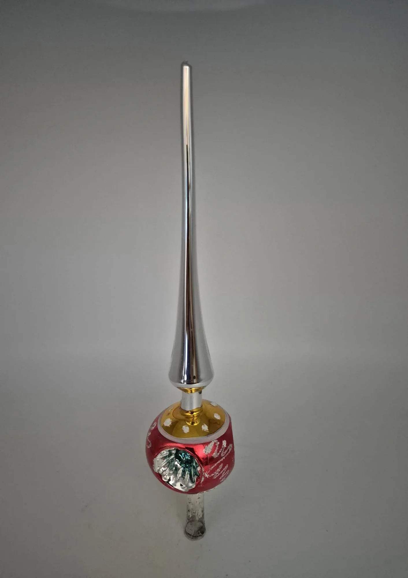 Christbaumspitze mit Kugel und Reflexdekor