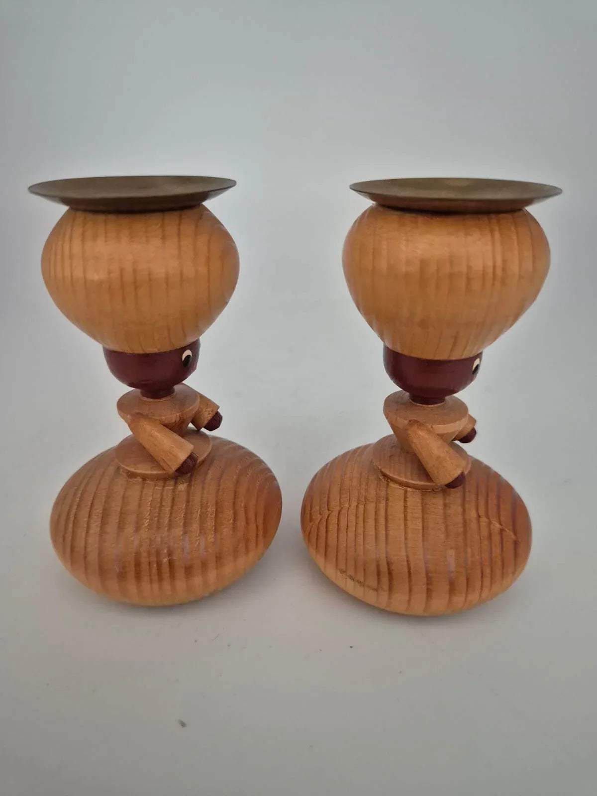 Vintage Holz-Kerzenhalter 70er Jahre