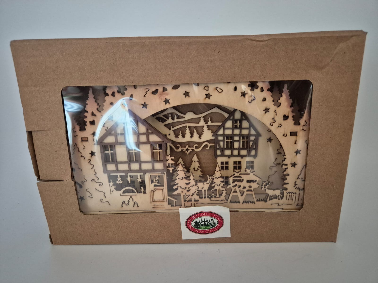 Sigro LED Schwibbogen Holz mit Wintermotiv