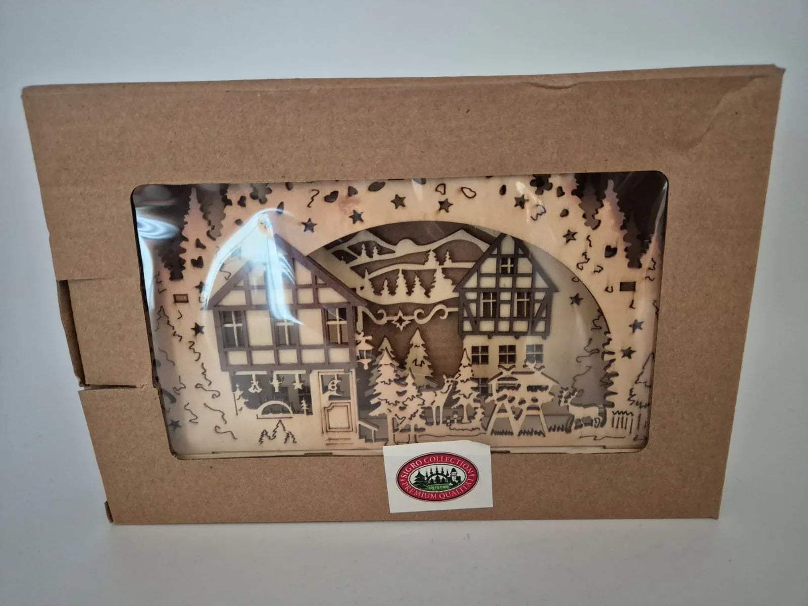 Sigro LED Schwibbogen Holz mit Wintermotiv