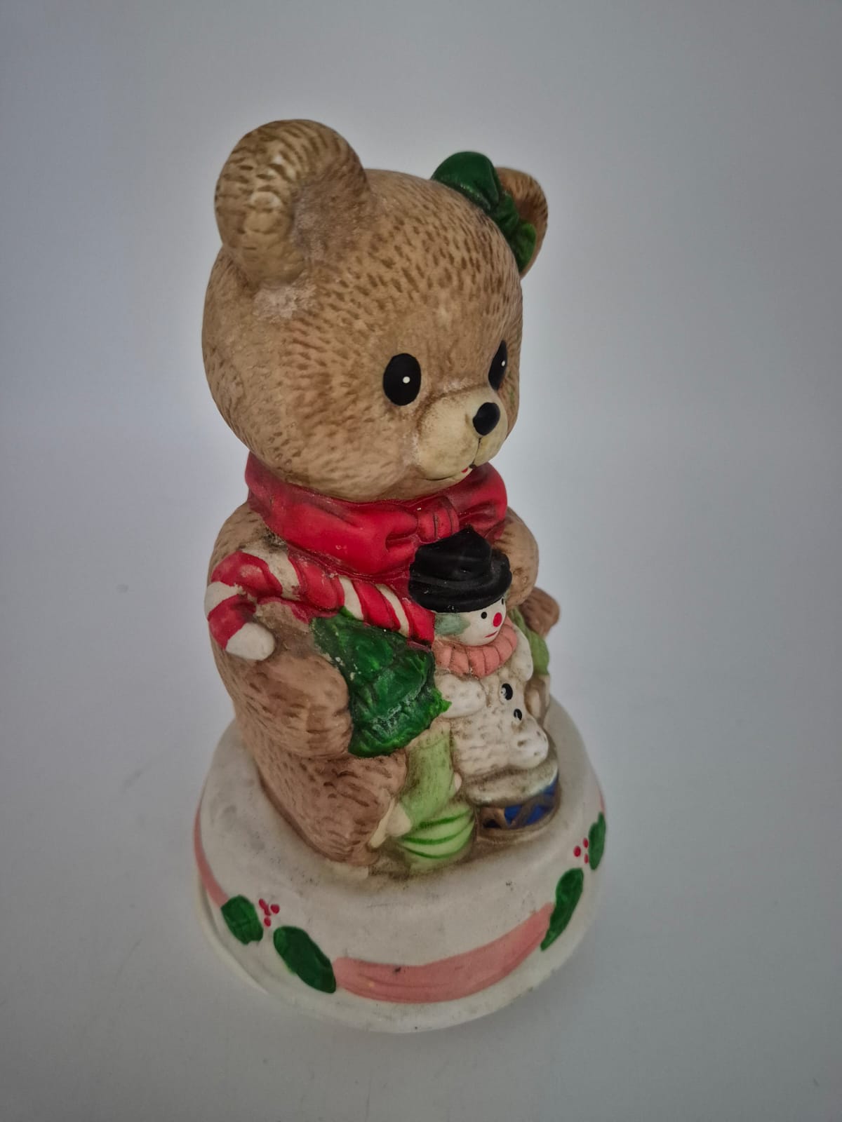 Spieluhr Weihnachtsbär mit Schneemannfigur
