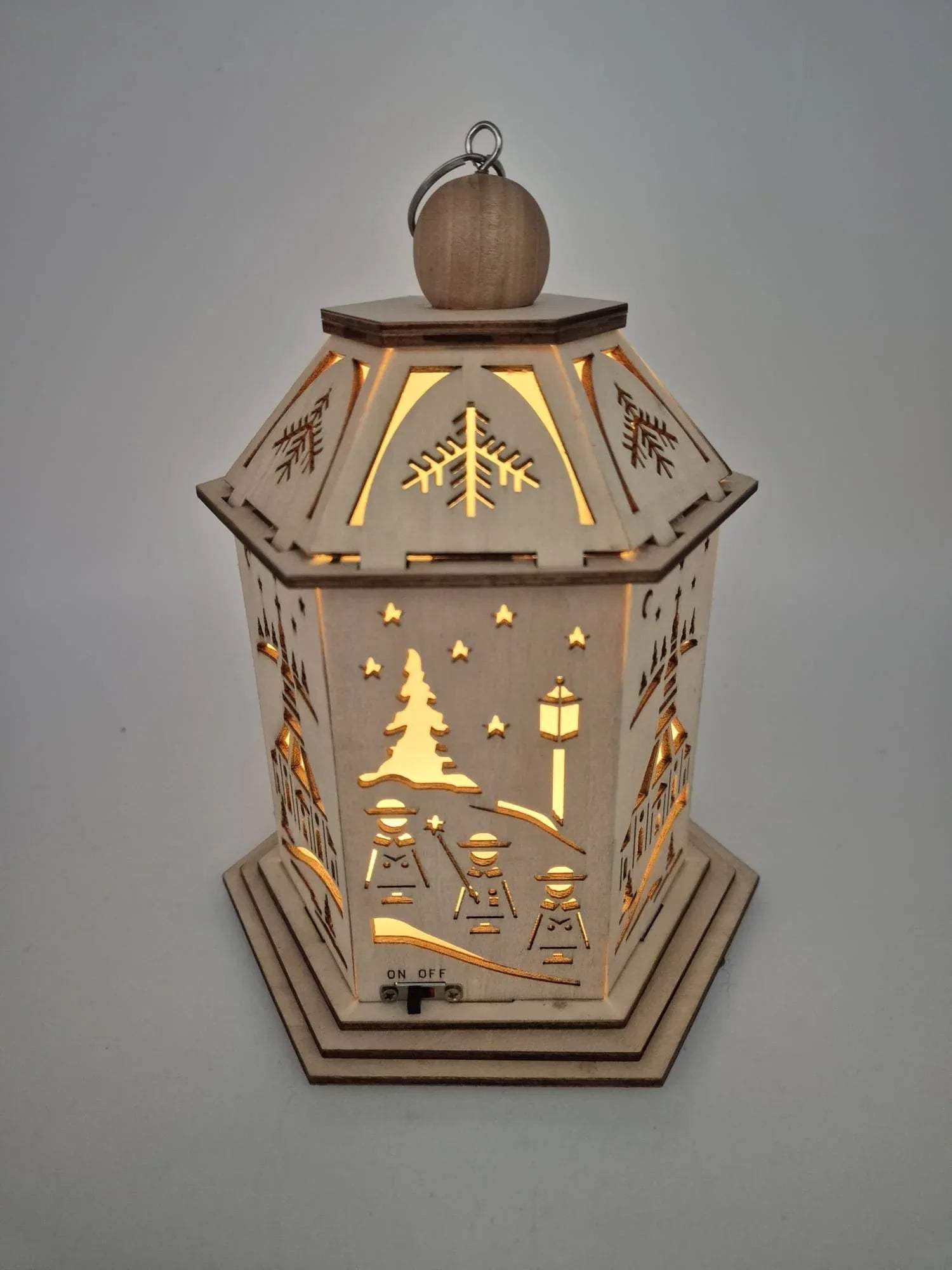 LED-Holzlaterne mit Doppel-Timer-Funktion