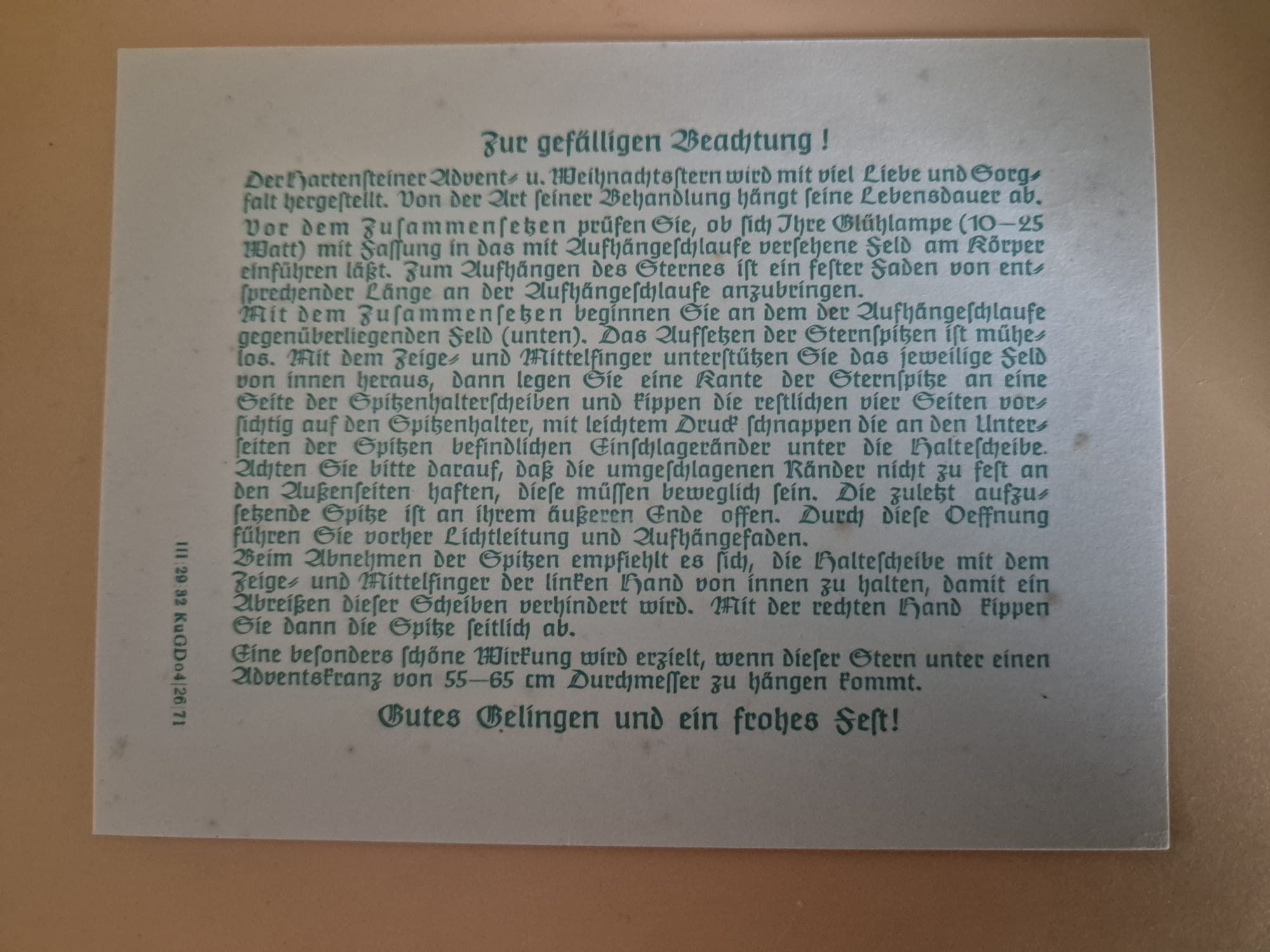 Hartensteiner Advent- und Weihnachtsstern (DDR, gold-gelb)