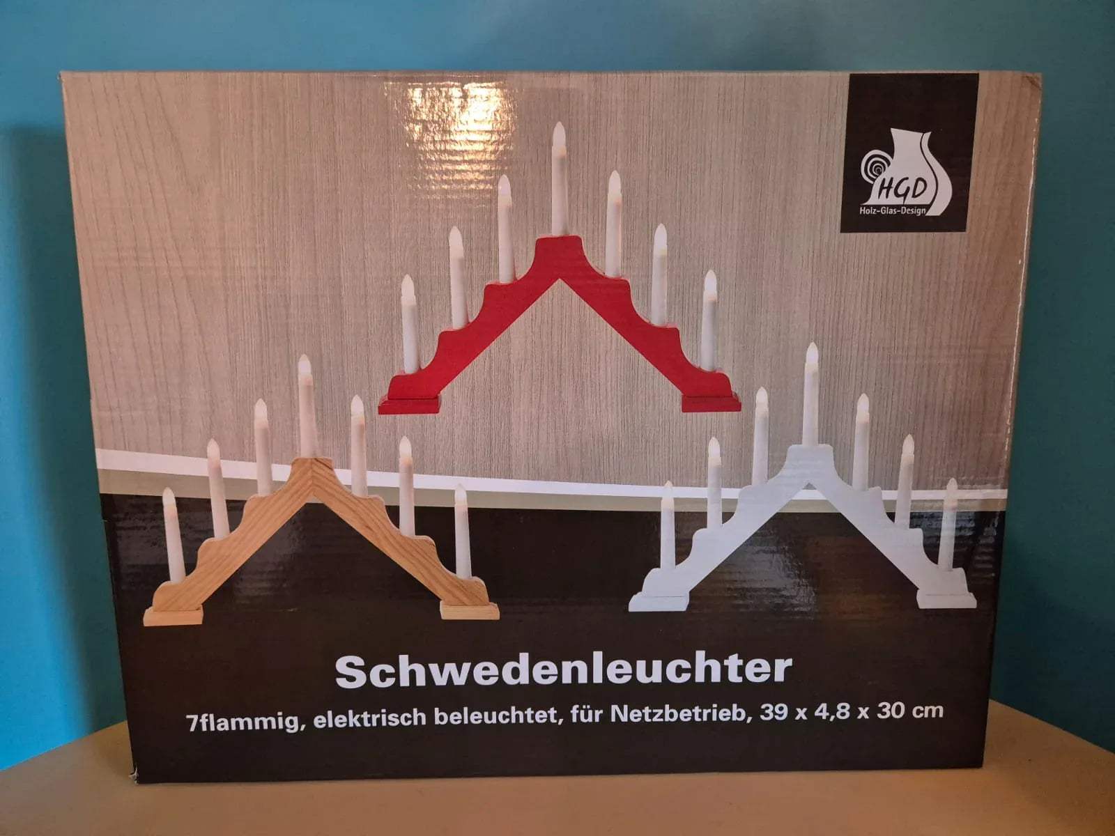Schwedenleuchter rot, 7-flammig