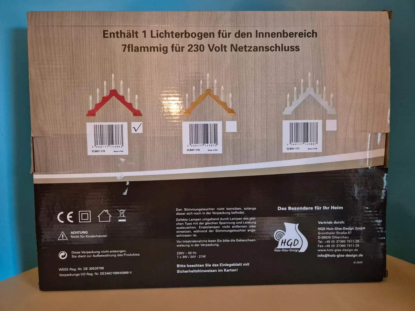 Schwedenleuchter rot, 7-flammig