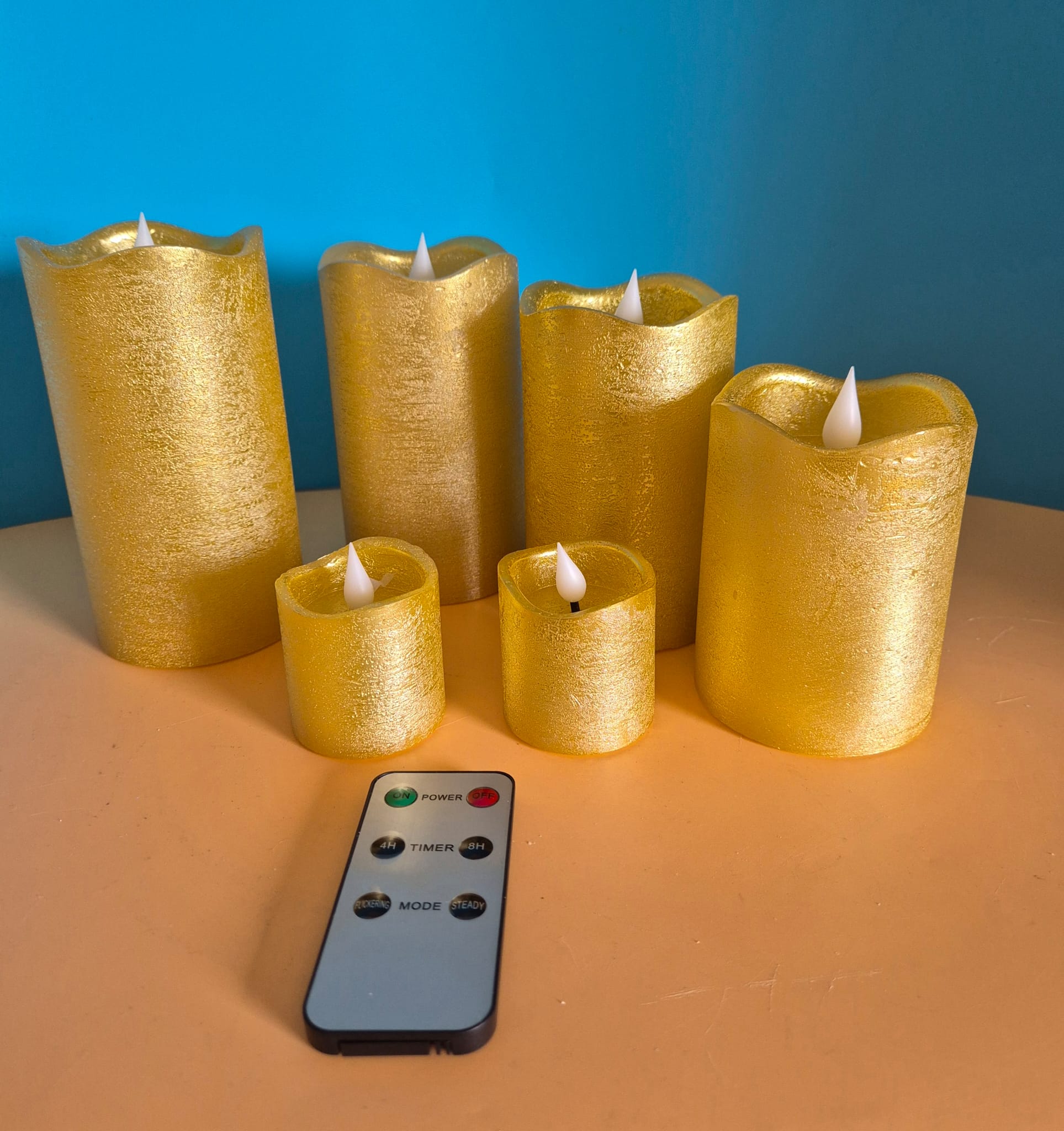 LED-Kerzenset mit Fernbedienung – HSE24, gold metallic