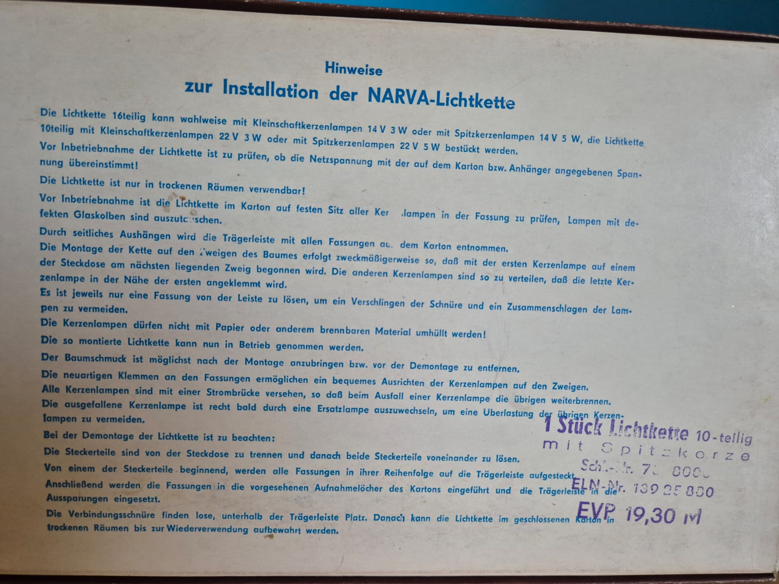 NARVA Lichterkette 10-teilig mit Spitzkerzen