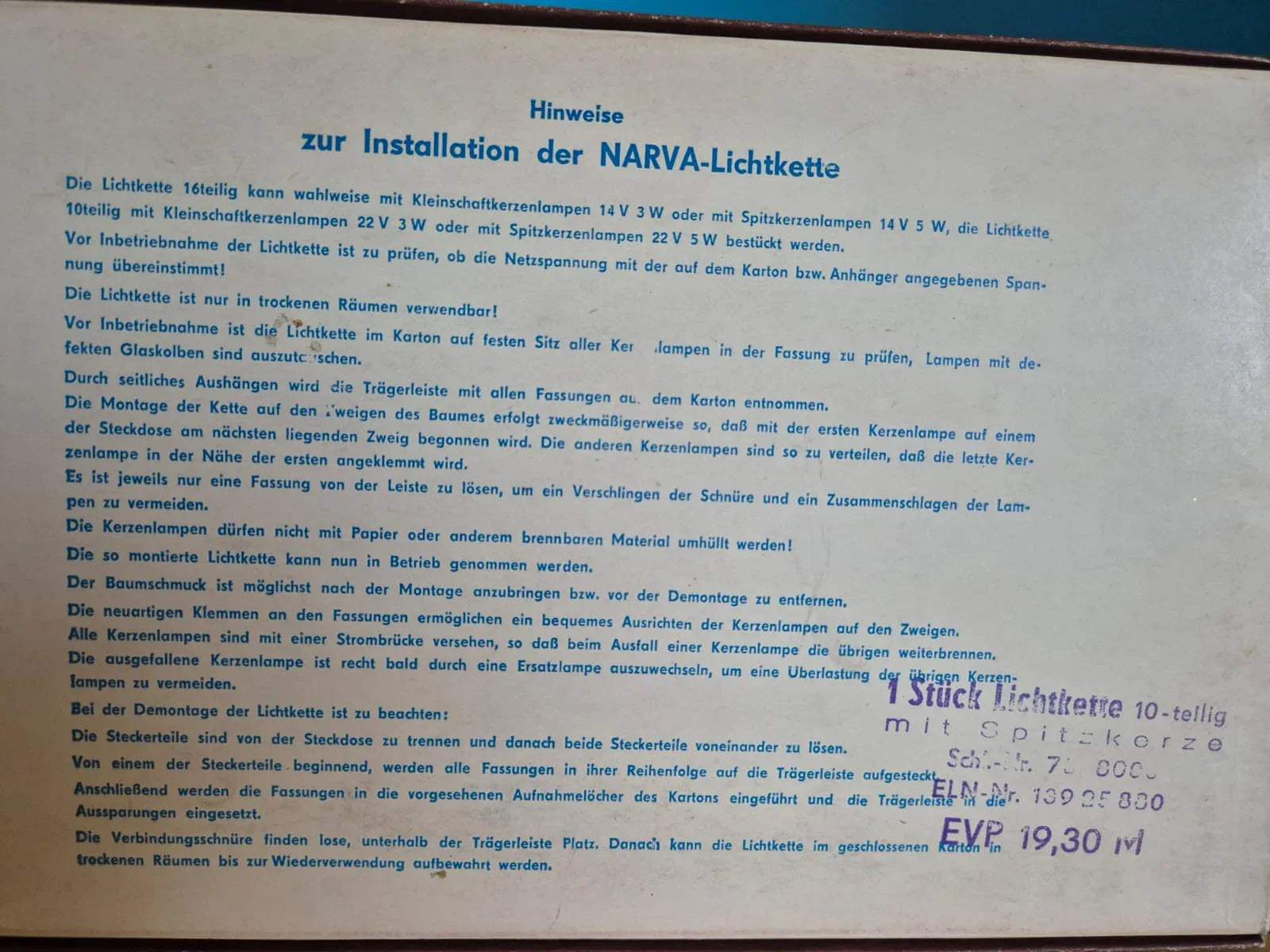 NARVA Lichterkette 10-teilig mit Spitzkerzen