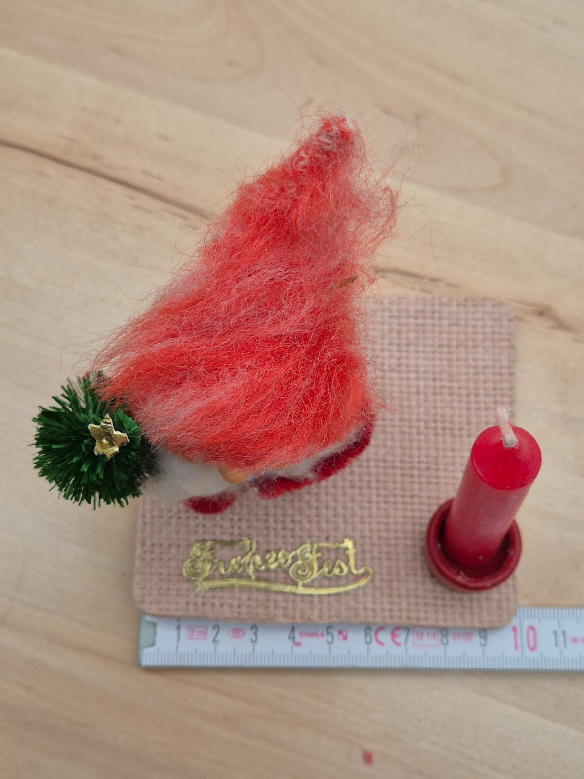 DDR VEB Kunstblume Sebnitz Weihnachts-Tischschmuck Wichtel mit Kerze