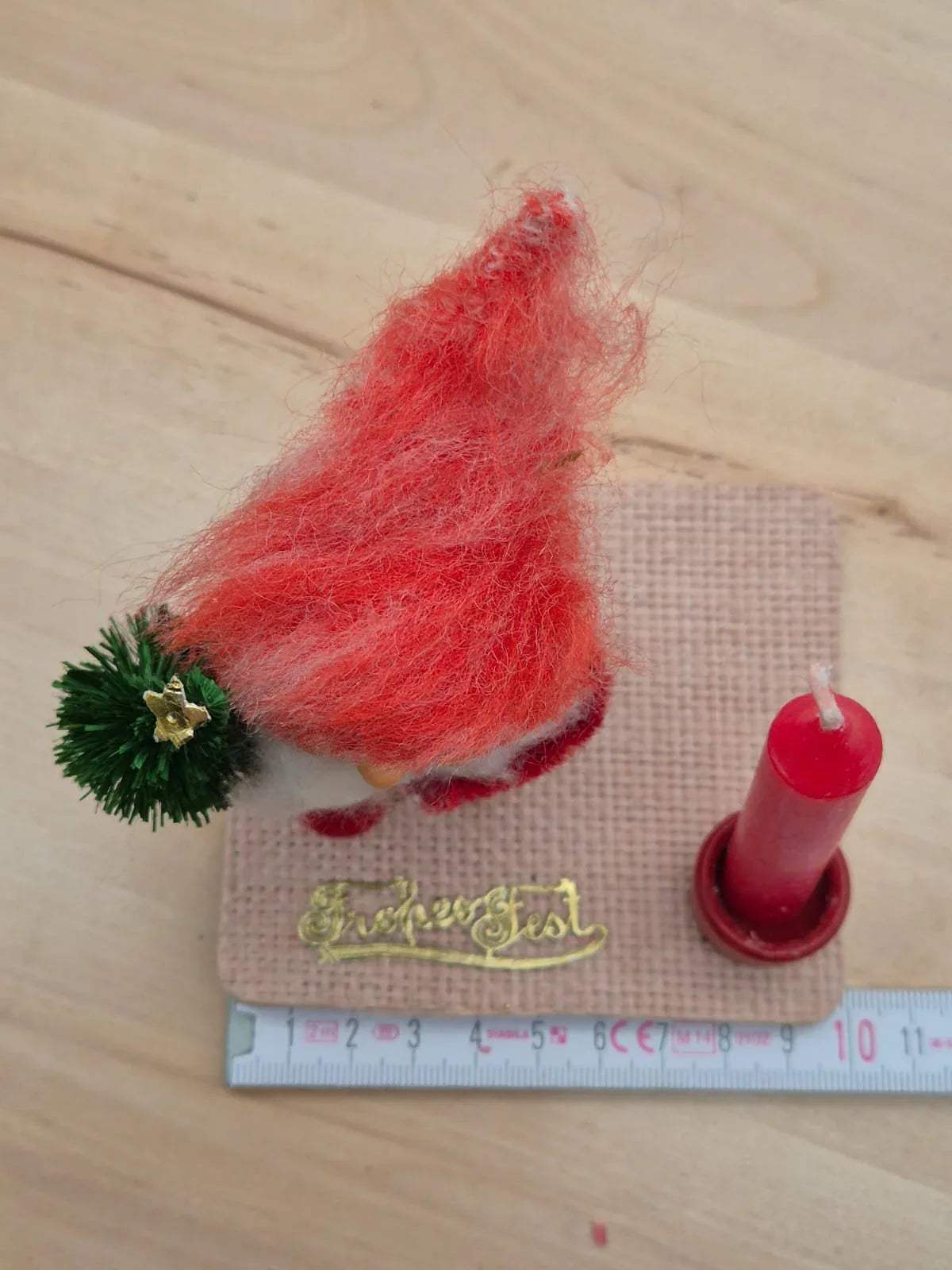 DDR VEB Kunstblume Sebnitz Weihnachts-Tischschmuck Wichtel mit Kerze