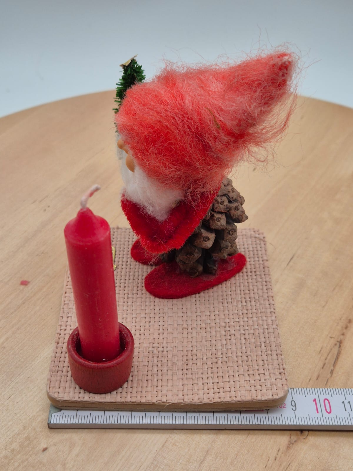 DDR VEB Kunstblume Sebnitz Weihnachts-Tischschmuck Wichtel mit Kerze