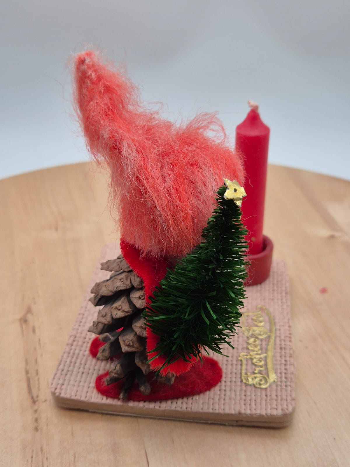 DDR VEB Kunstblume Sebnitz Weihnachts-Tischschmuck Wichtel mit Kerze
