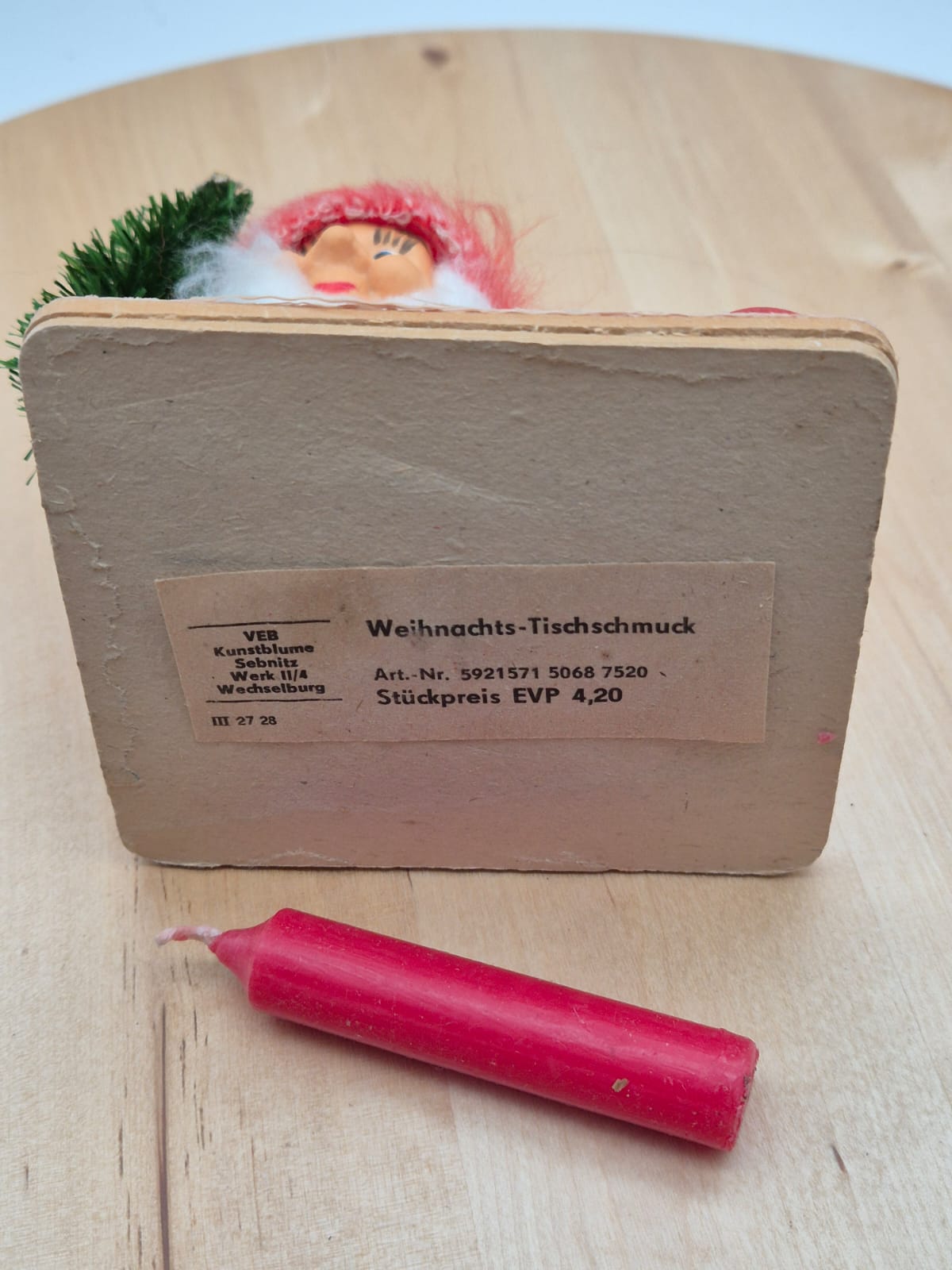 DDR VEB Kunstblume Sebnitz Weihnachts-Tischschmuck Wichtel mit Kerze