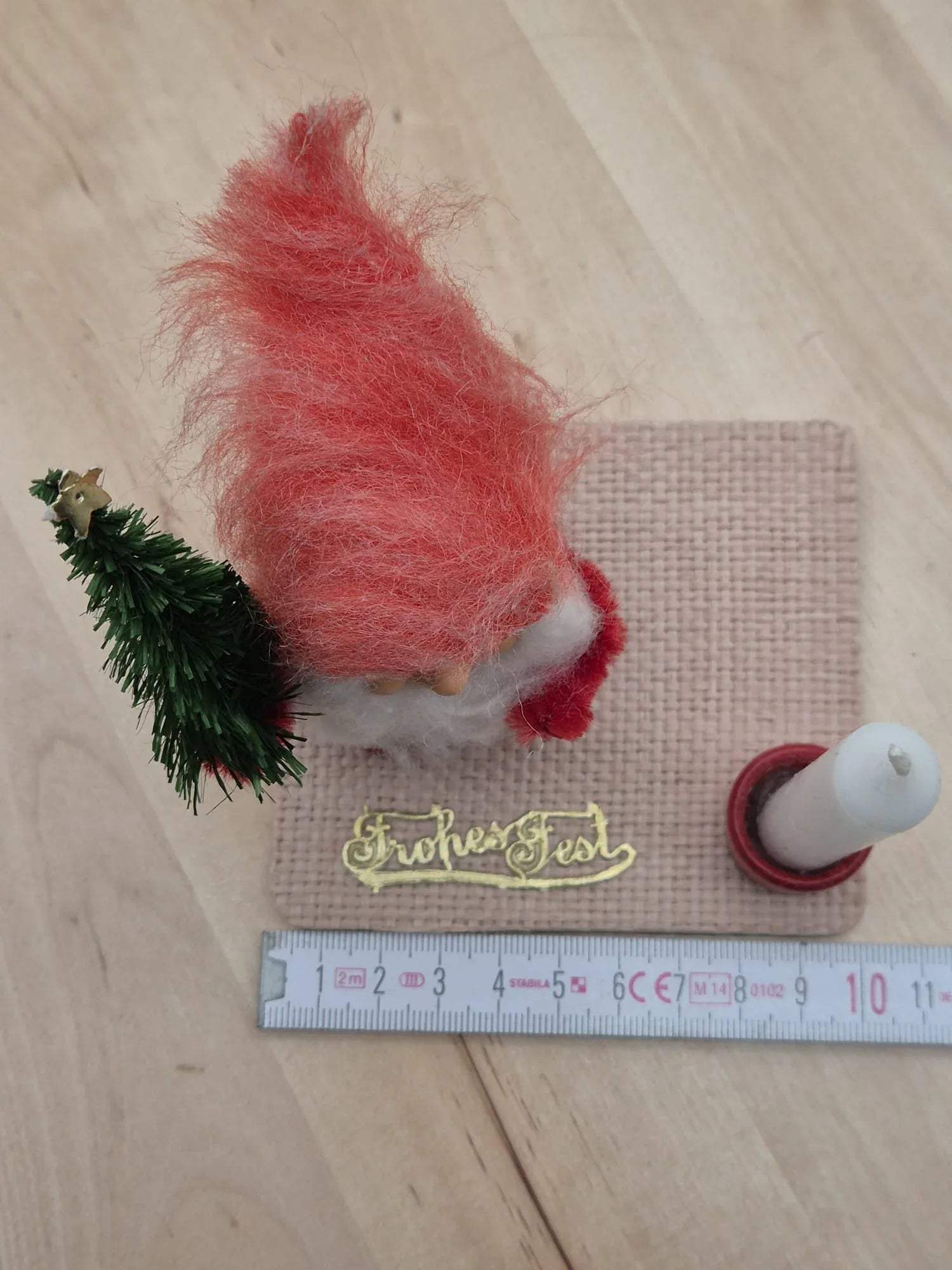 DDR Weihnachts-Tischschmuck Wichtel mit Kerze – VEB Kunstblume Sebnitz