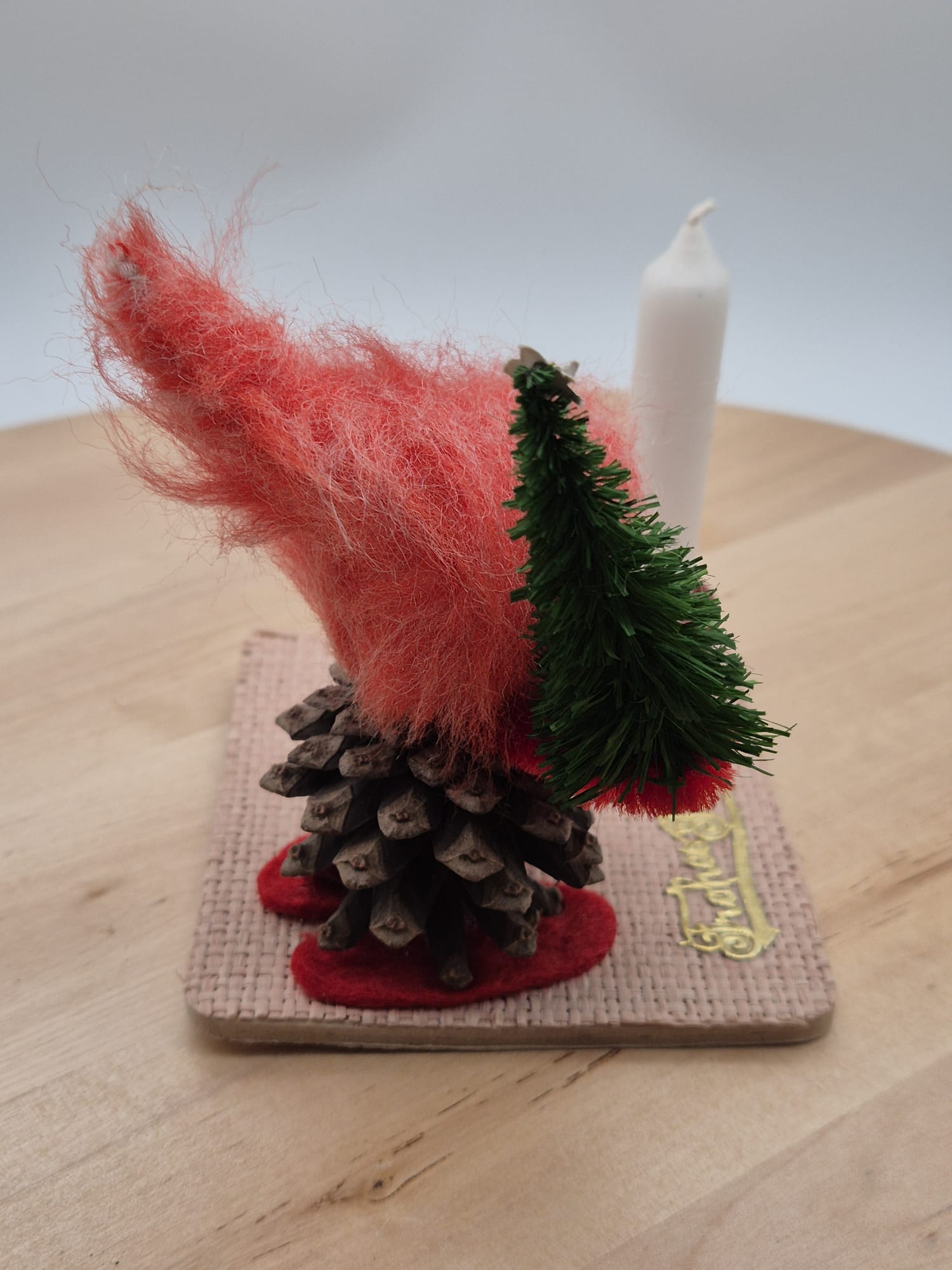 DDR Weihnachts-Tischschmuck Wichtel mit Kerze – VEB Kunstblume Sebnitz