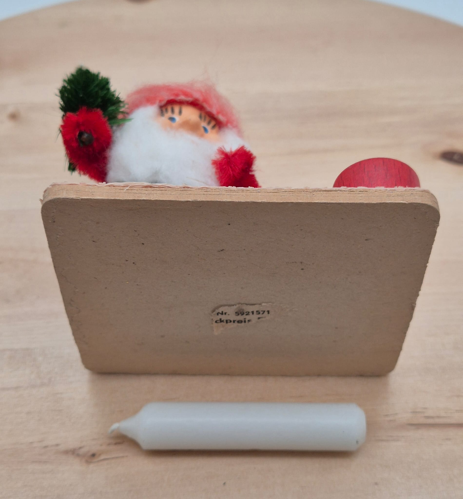 DDR Weihnachts-Tischschmuck Wichtel mit Kerze – VEB Kunstblume Sebnitz