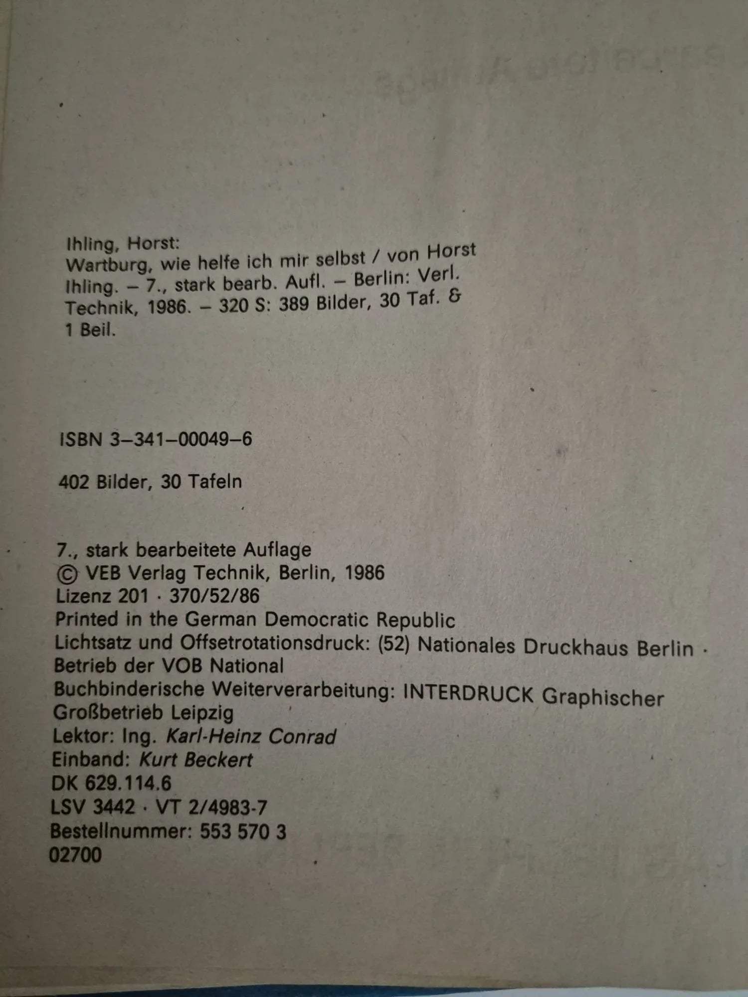 Wie helfe ich mir selbst – Wartburg (Reparaturhandbuch DDR)