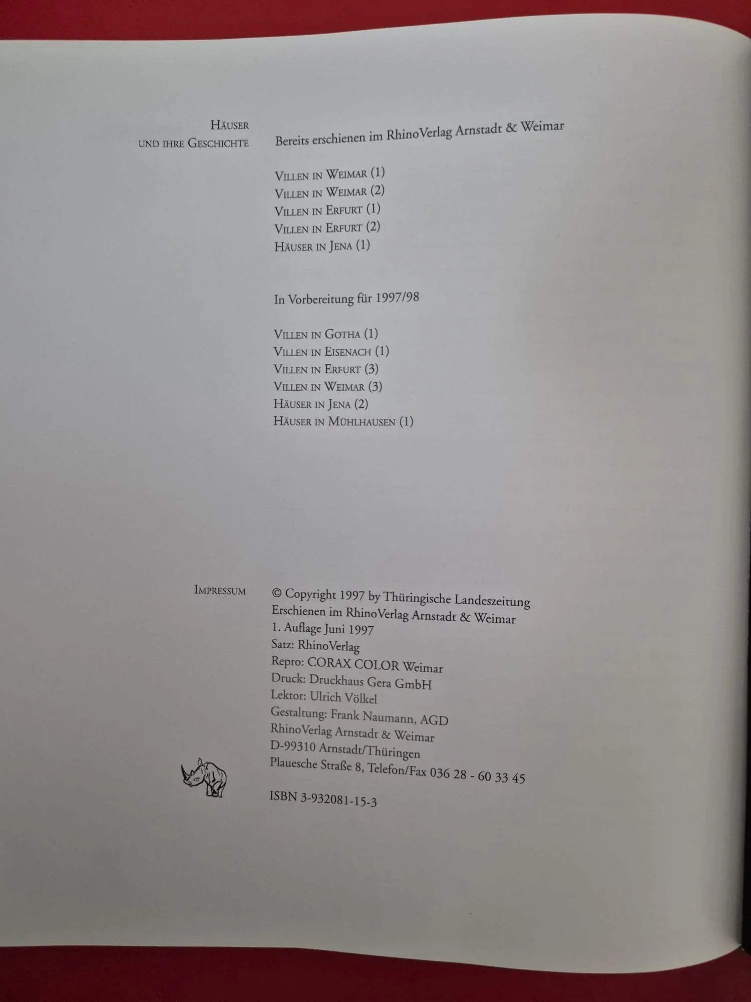 Überschrift
Villen in Gera (1) – Bildband zur Architekturgeschichte | RhinoVerlag 1997