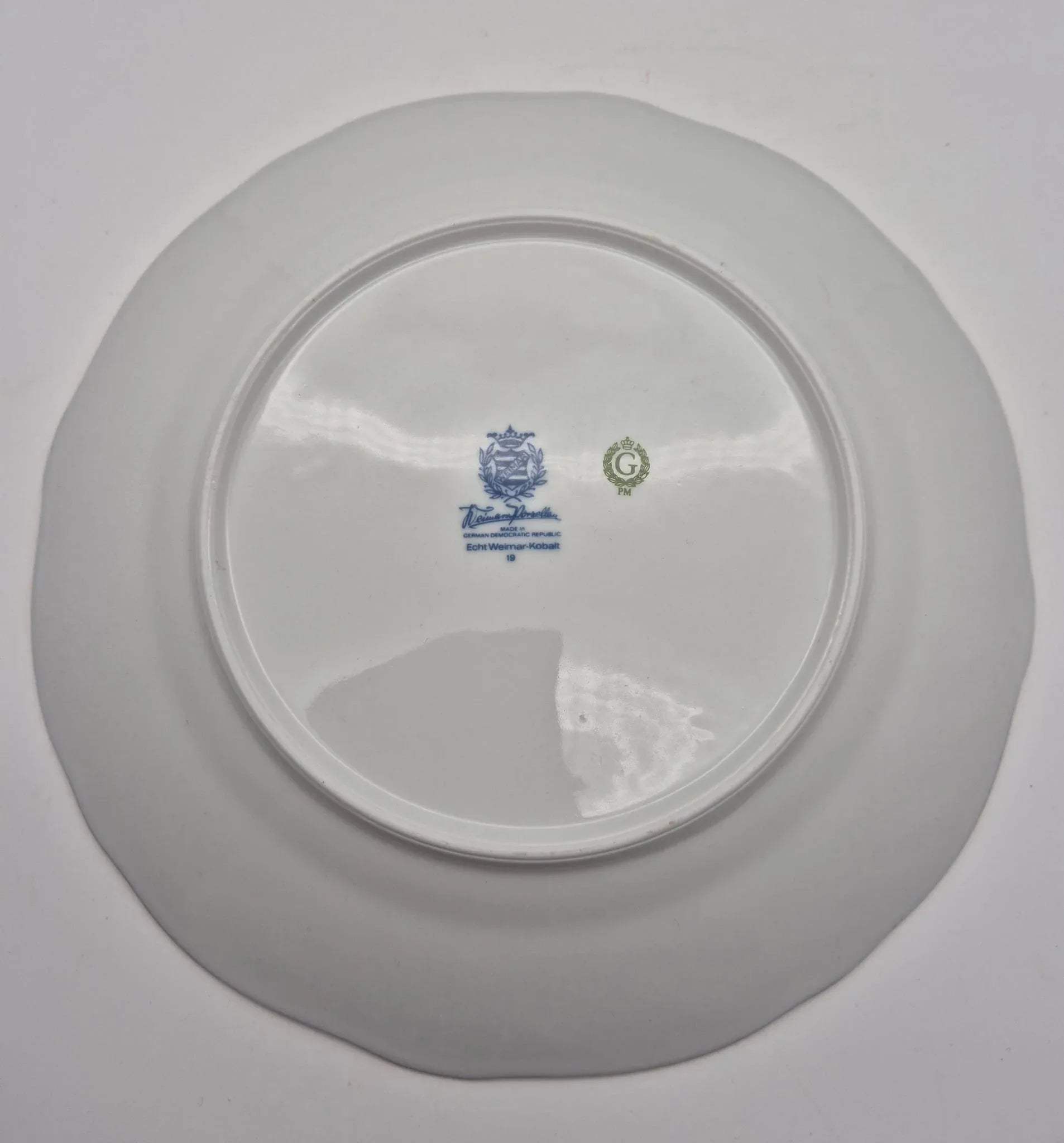 Weimar Porzellan Zierteller – Echt Weimar-Kobalt, Goldrand & Blumenmotiv, DDR