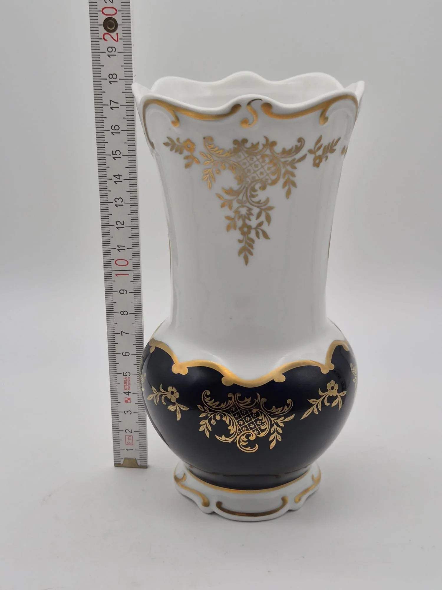 Große Vase – Weimar Porzellan, Echt Kobalt & Golddekor, DDR