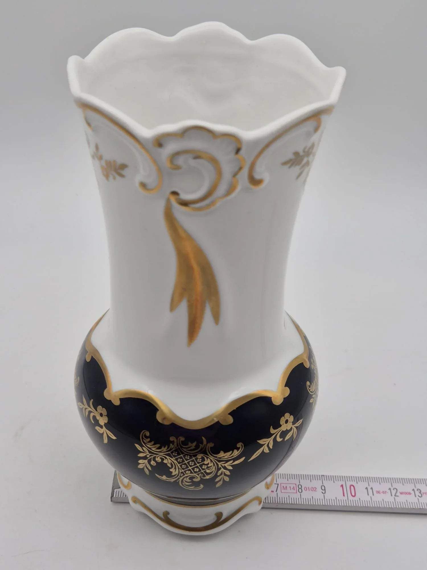 Große Vase – Weimar Porzellan, Echt Kobalt & Golddekor, DDR