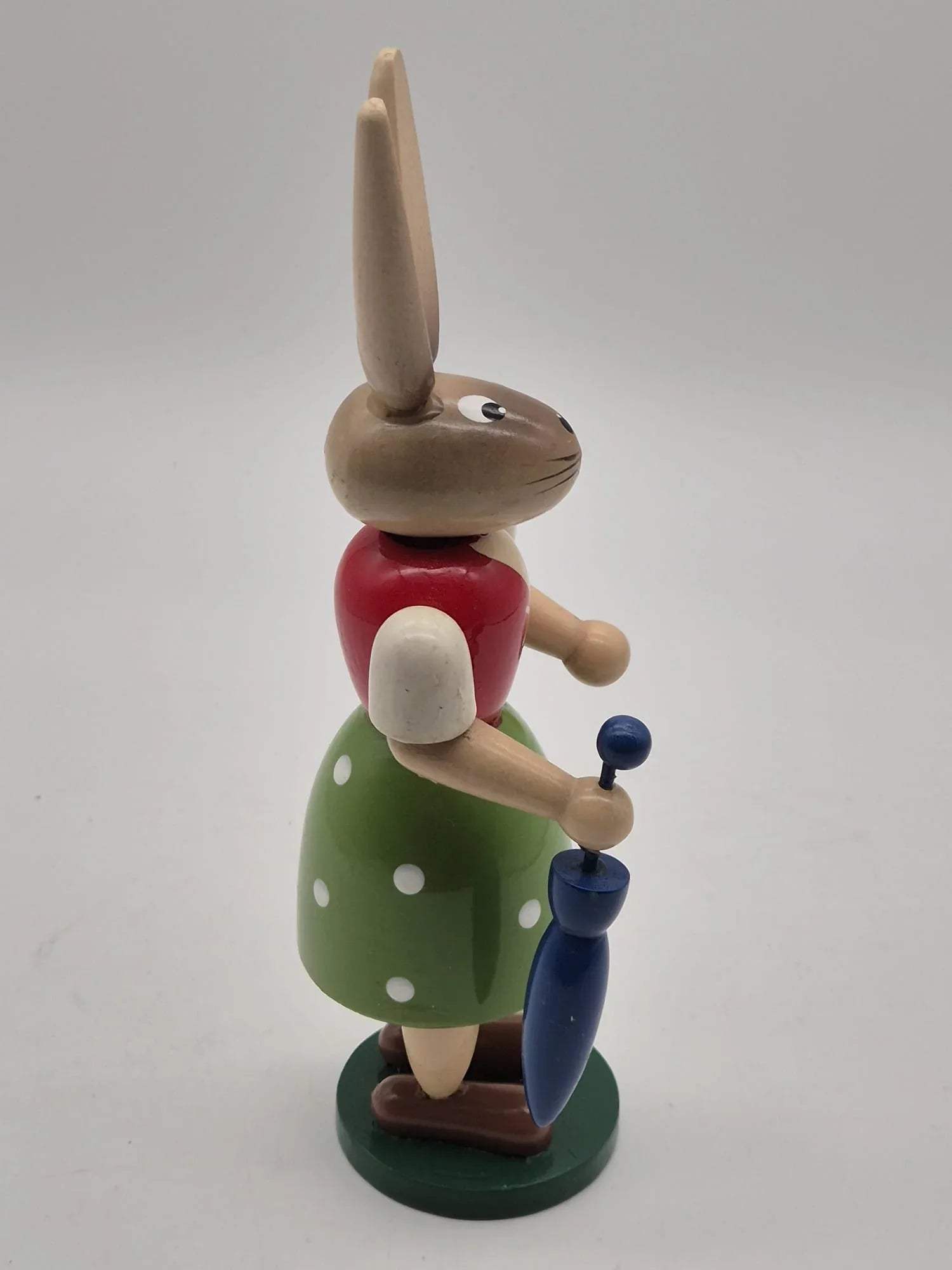 Holz Osterhase „Häsin mit Schirm“ – Figur mit Schirm, ca. 18 cm