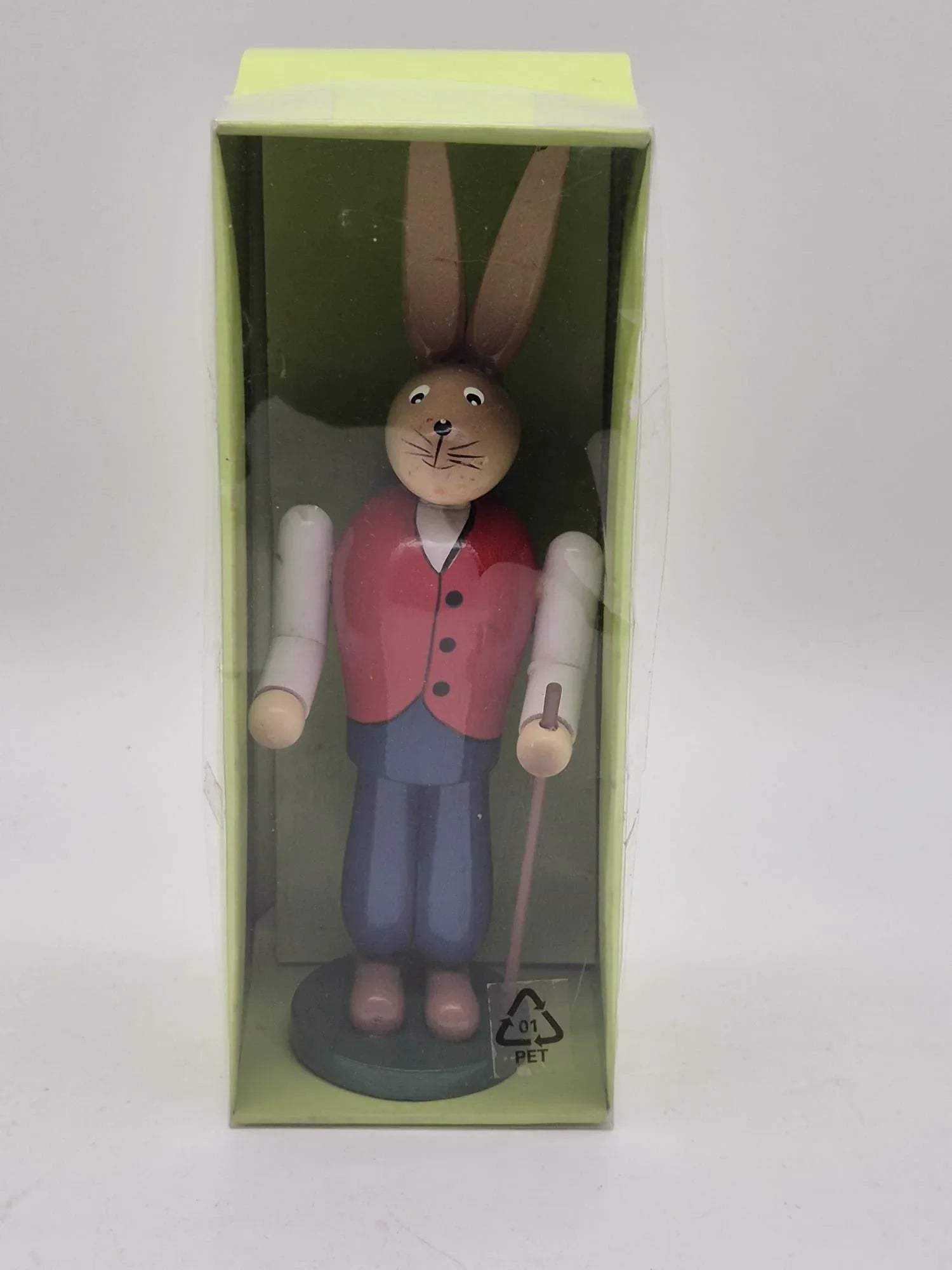Holz Osterhase mit Rucksack und Wanderstock – ca. 18 cm