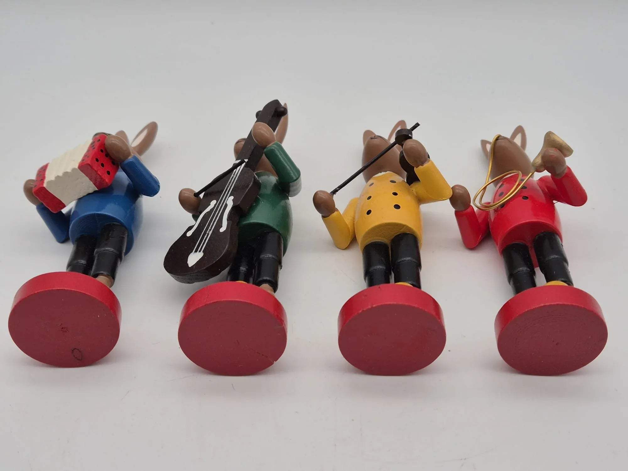 4-teiliges Holz Osterhasen-Orchester – Musikerfiguren – Erzgebirge-Stil – ca. 14 cm