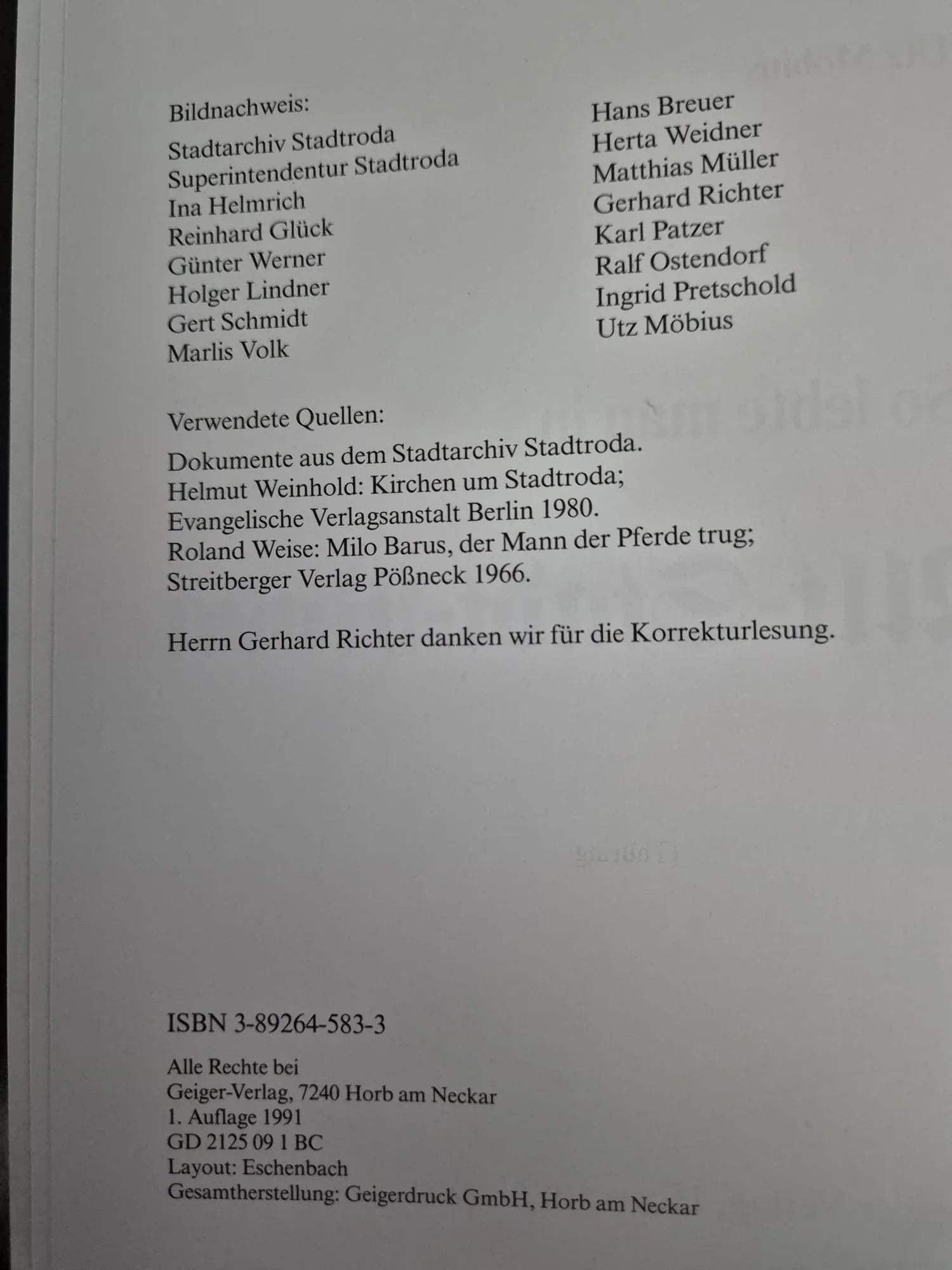 Buch „So lebte man in Alt-Stadt-Roda“ Stadtroda 1991