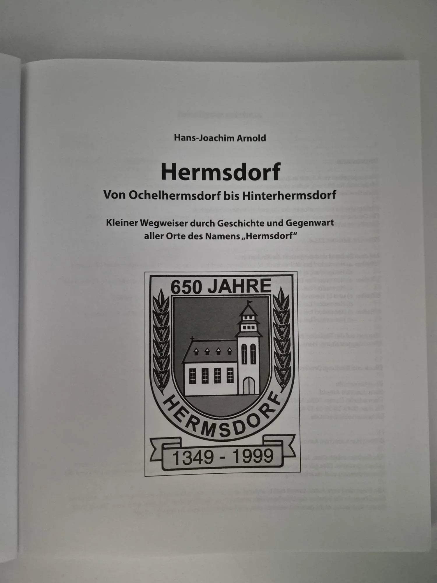 Buch „Hermsdorf – Von Ochelhermsdorf bis Hinterhermsdorf“ Hans-Joachim Arnold