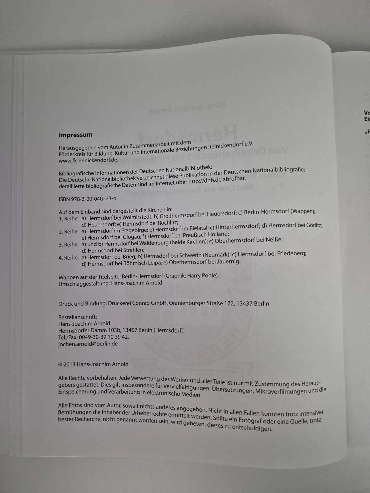 Buch „Hermsdorf – Von Ochelhermsdorf bis Hinterhermsdorf“ Hans-Joachim Arnold