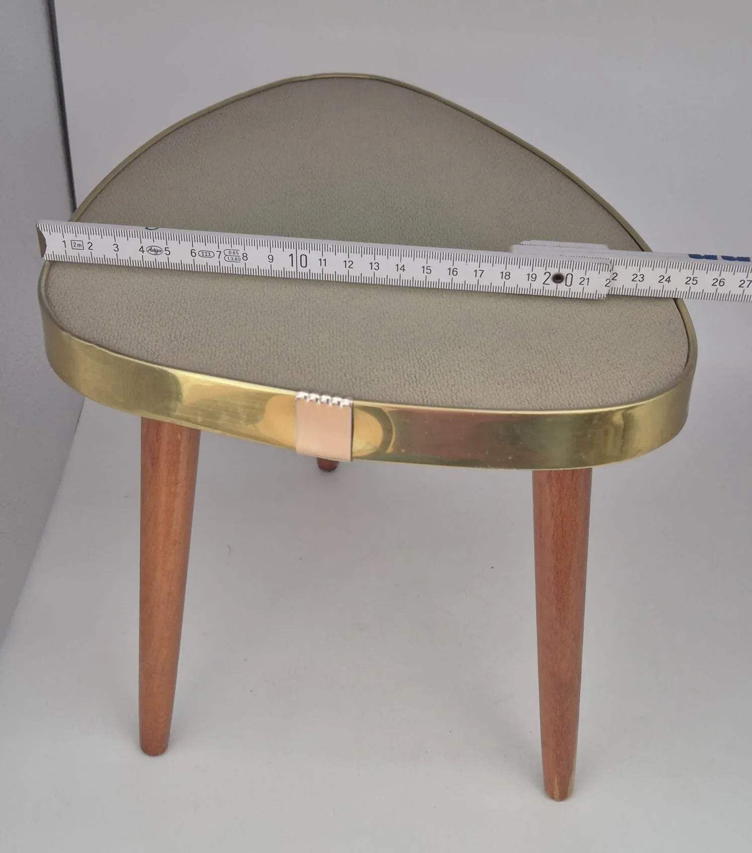 Mid Century Beistelltisch Dreibein Nierentisch Messing Holz