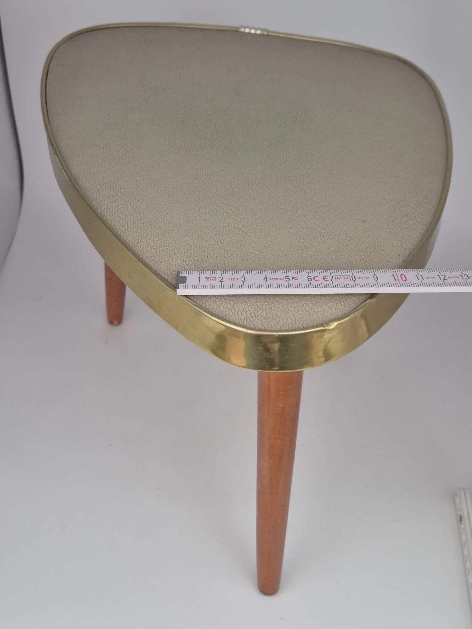 Mid Century Beistelltisch Dreibein Nierentisch Messing Holz