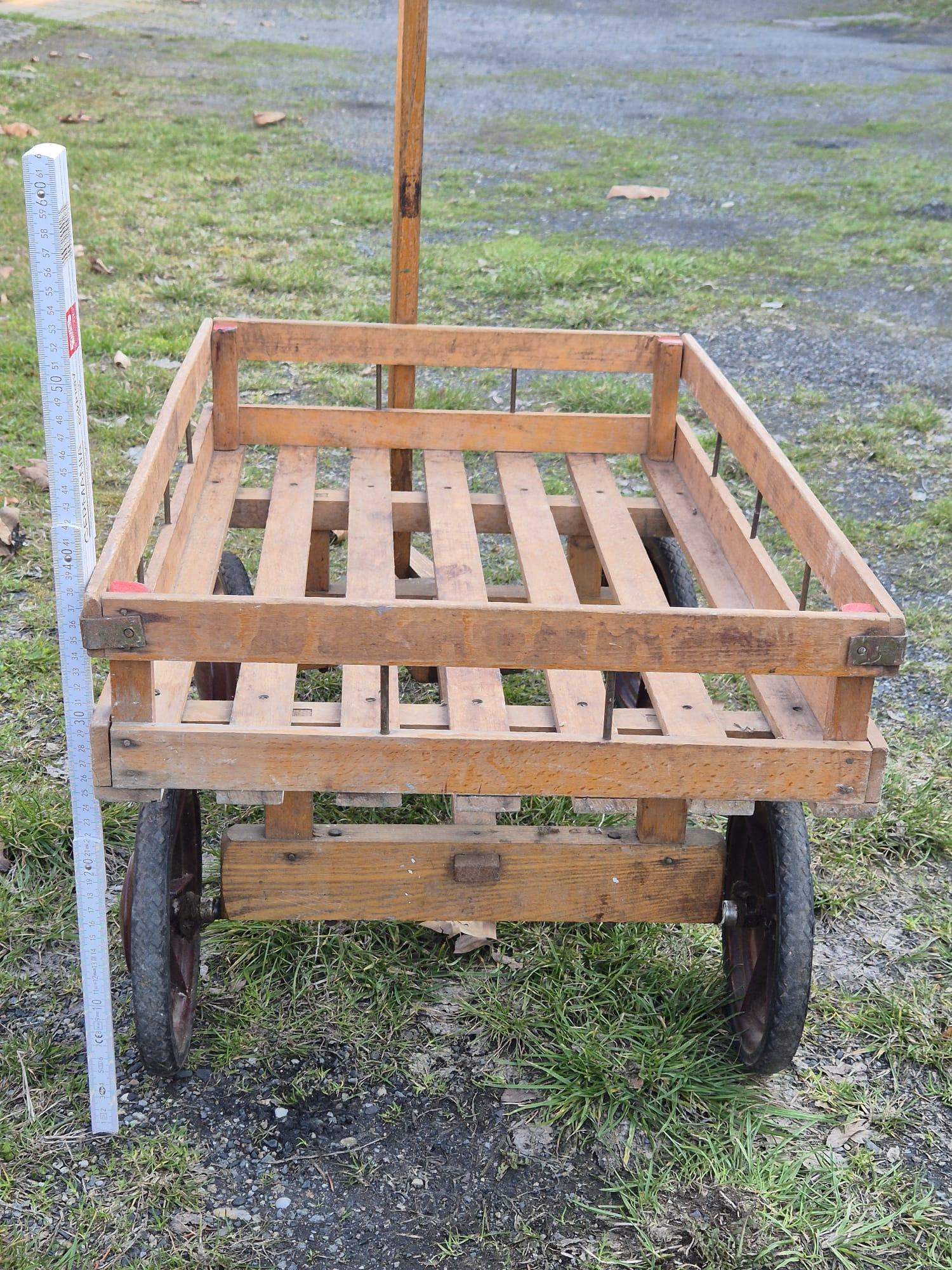 Bollerwagen Holz vintage Handwagen mit Metallrädern