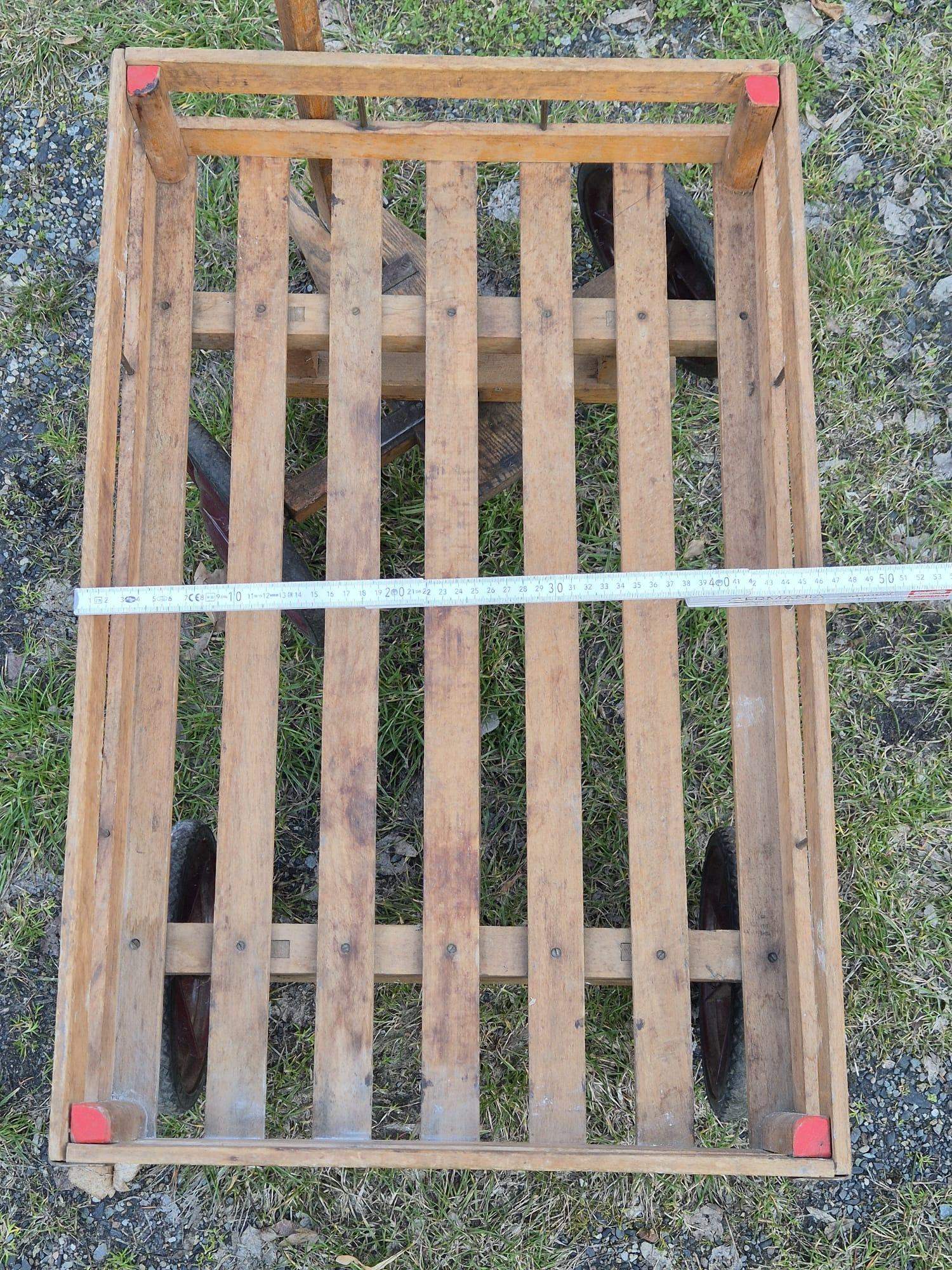 Bollerwagen Holz vintage Handwagen mit Metallrädern