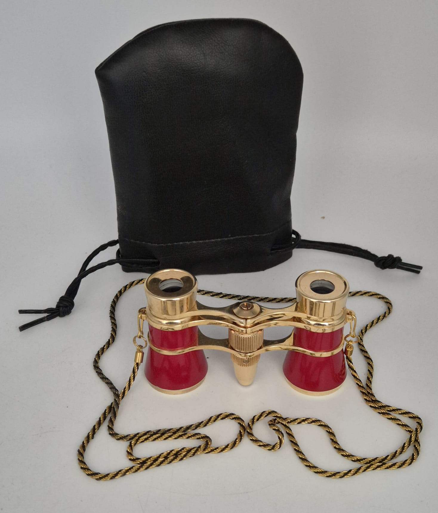 Opernglas Fernglas Theaterglas rot gold mit Beleuchtung und Tasche