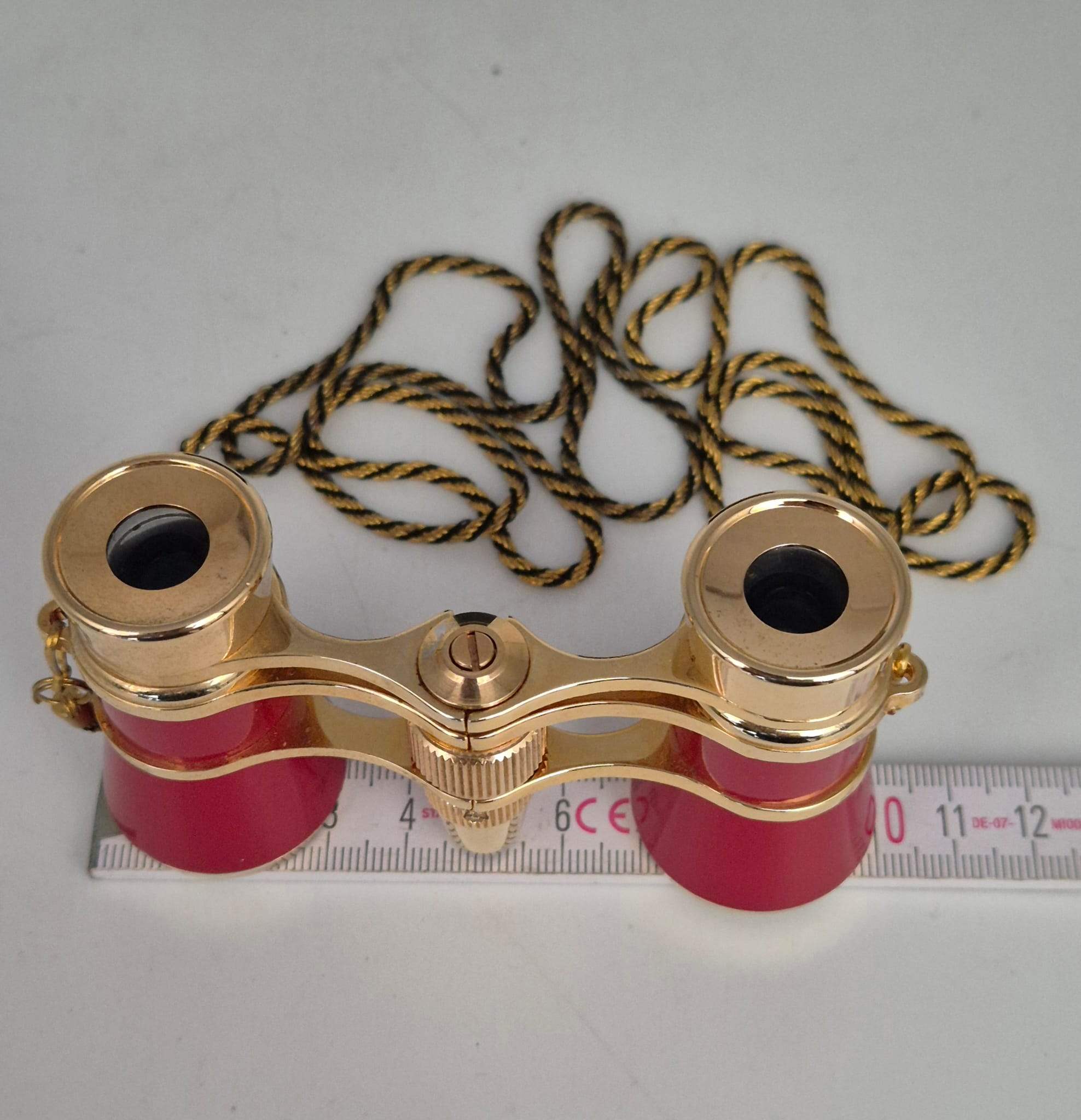 Opernglas Fernglas Theaterglas rot gold mit Beleuchtung und Tasche