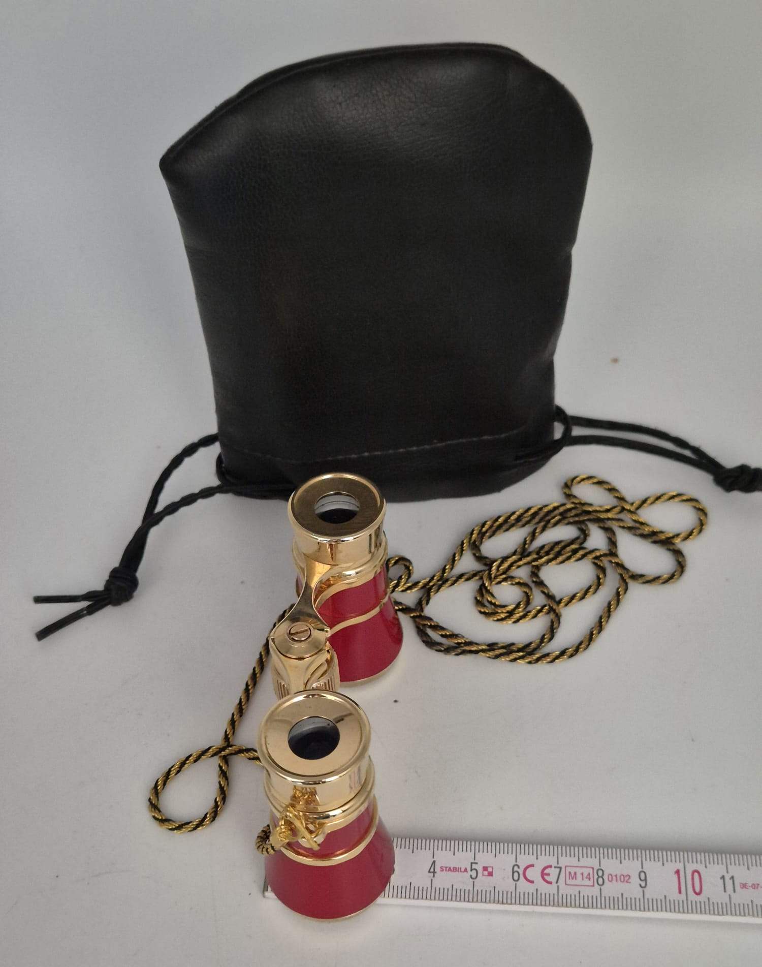 Opernglas Fernglas Theaterglas rot gold mit Beleuchtung und Tasche