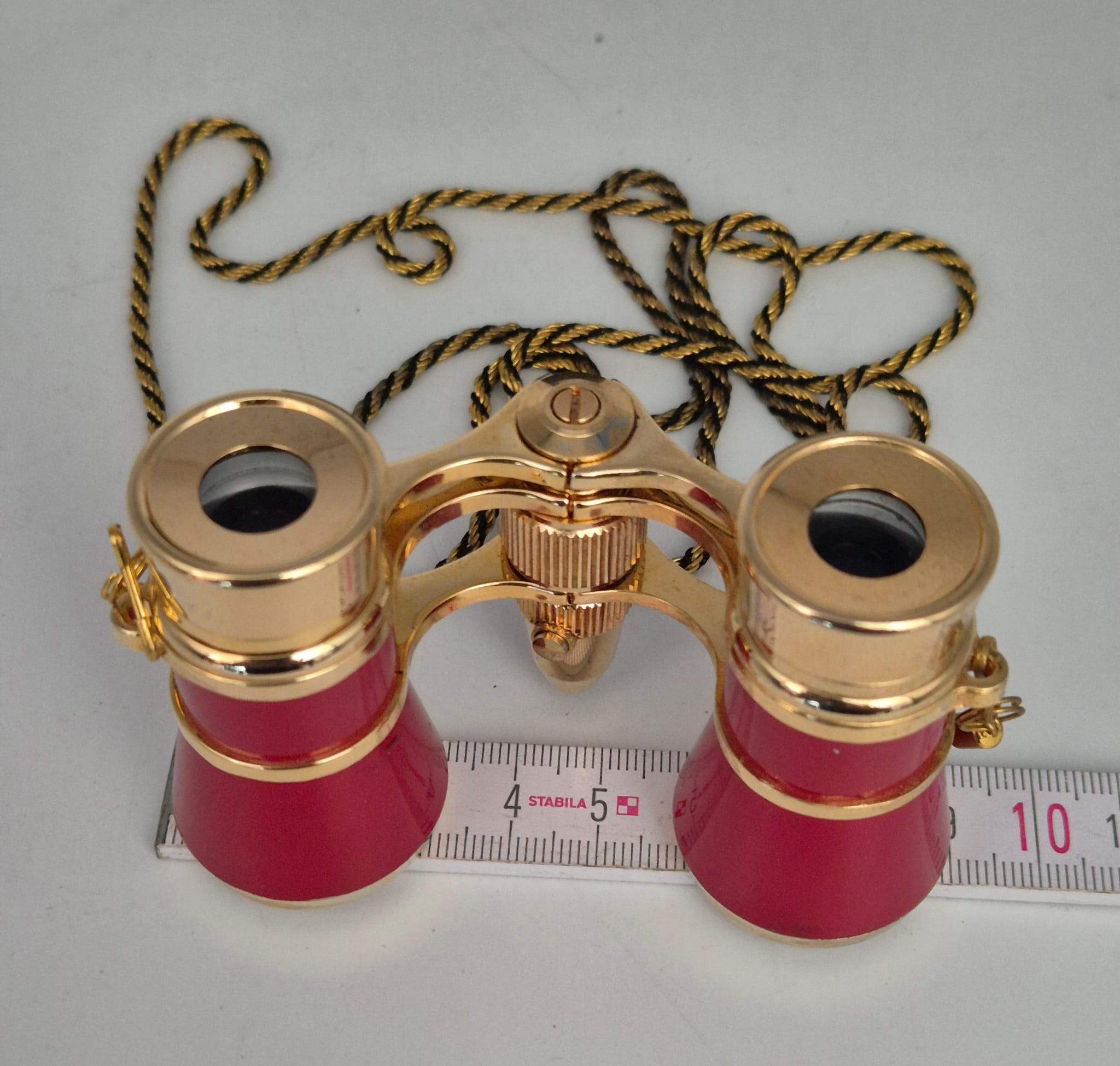 Opernglas Fernglas Theaterglas rot gold mit Beleuchtung und Tasche