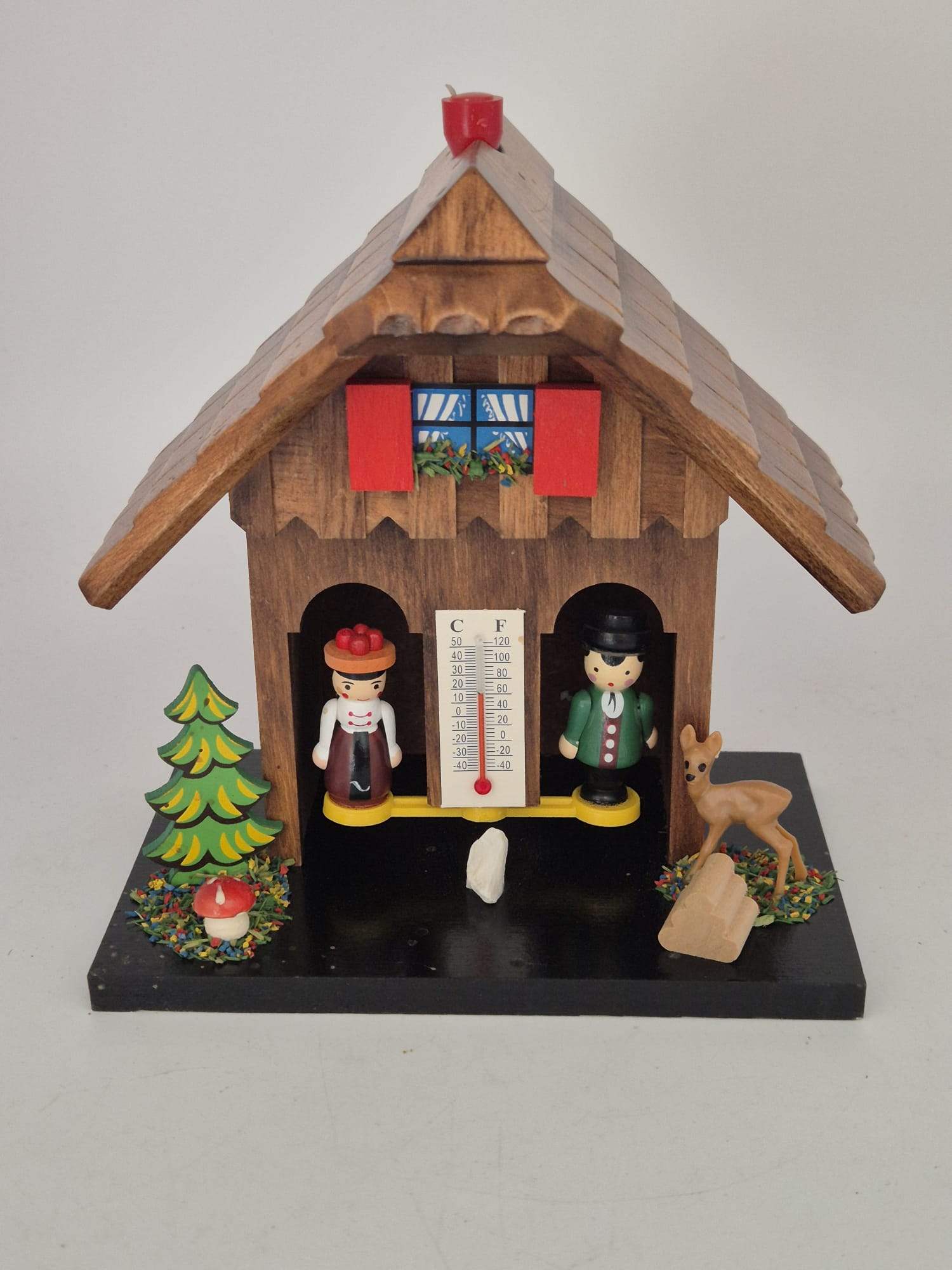 Wetterhäuschen / Wetterhaus mit Thermometer Holzfigur Deko