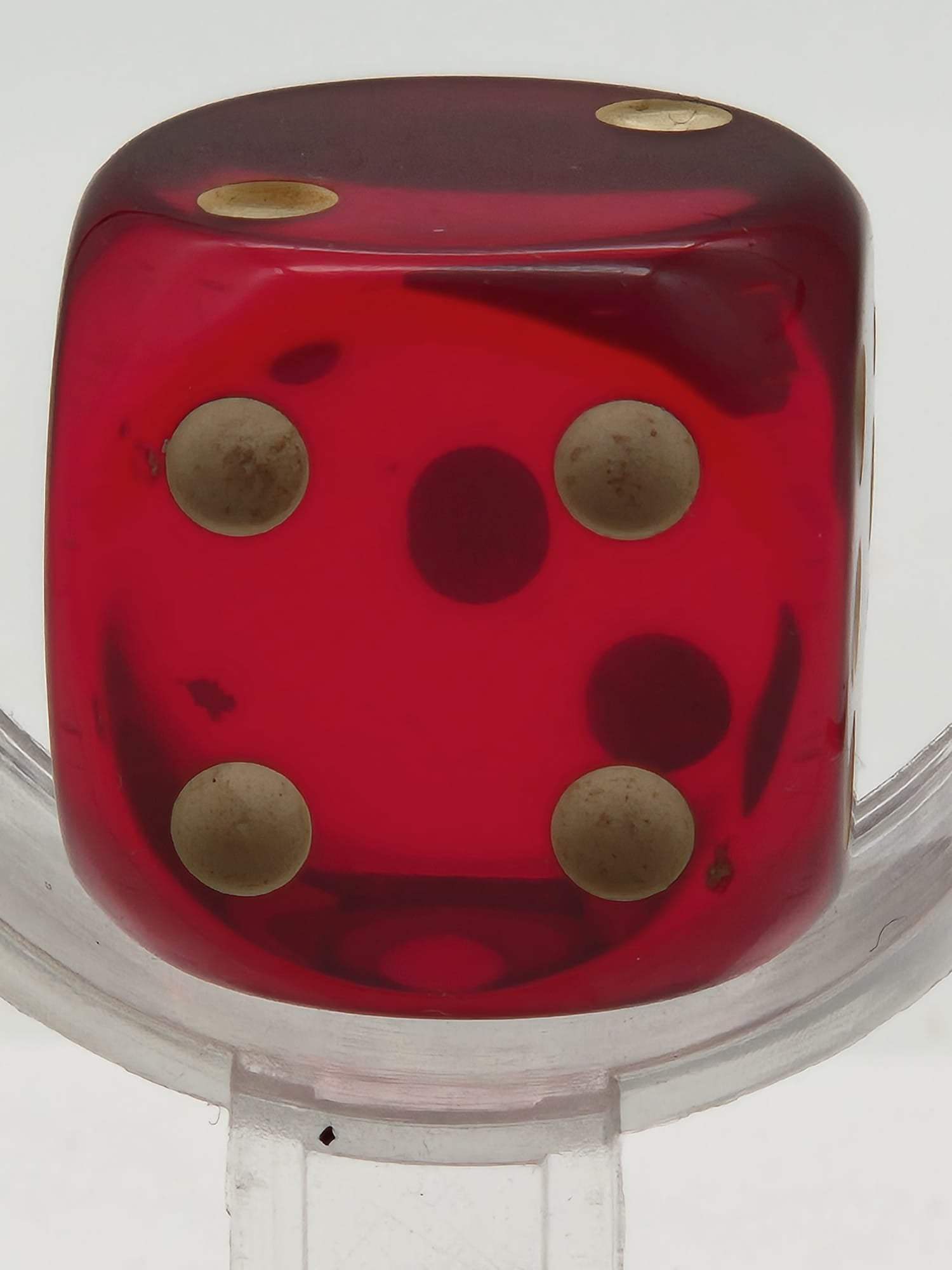 DDR Bakelit / Kunstharz Würfel rot transparent 22mm