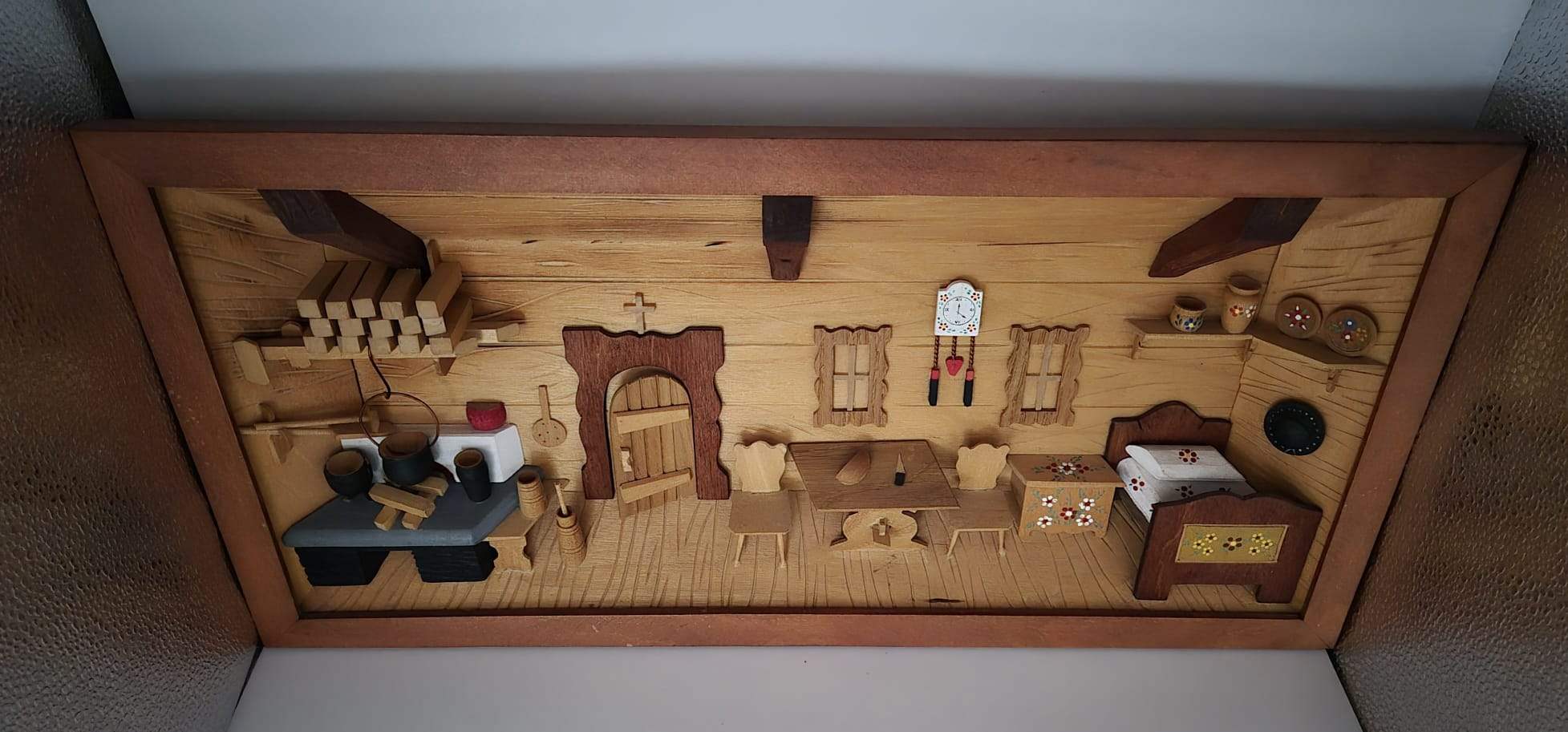3D-Holzbild Bauernstube / Bauernzimmer – Handgefertigte Wanddekoration