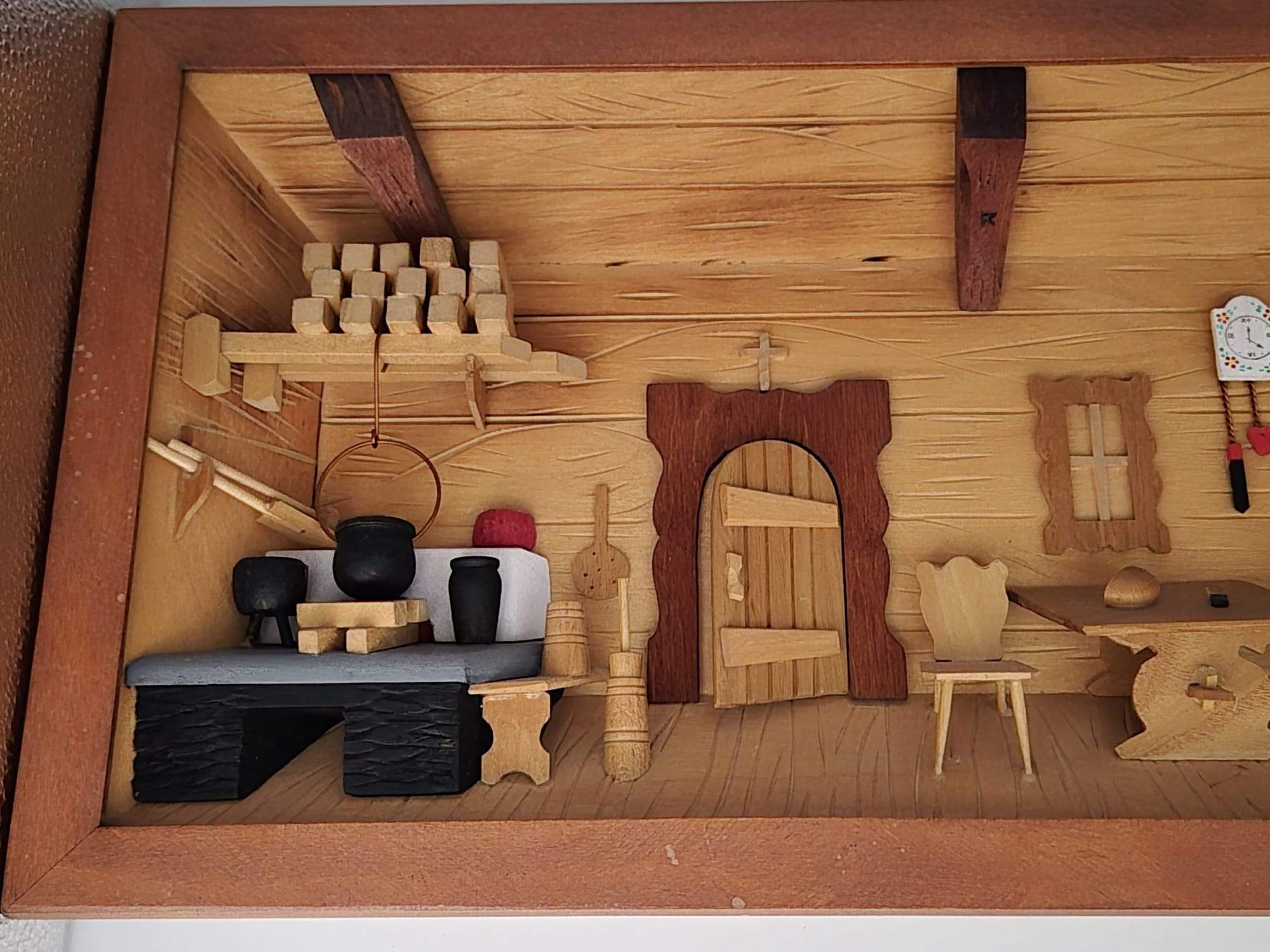 3D-Holzbild Bauernstube / Bauernzimmer – Handgefertigte Wanddekoration
