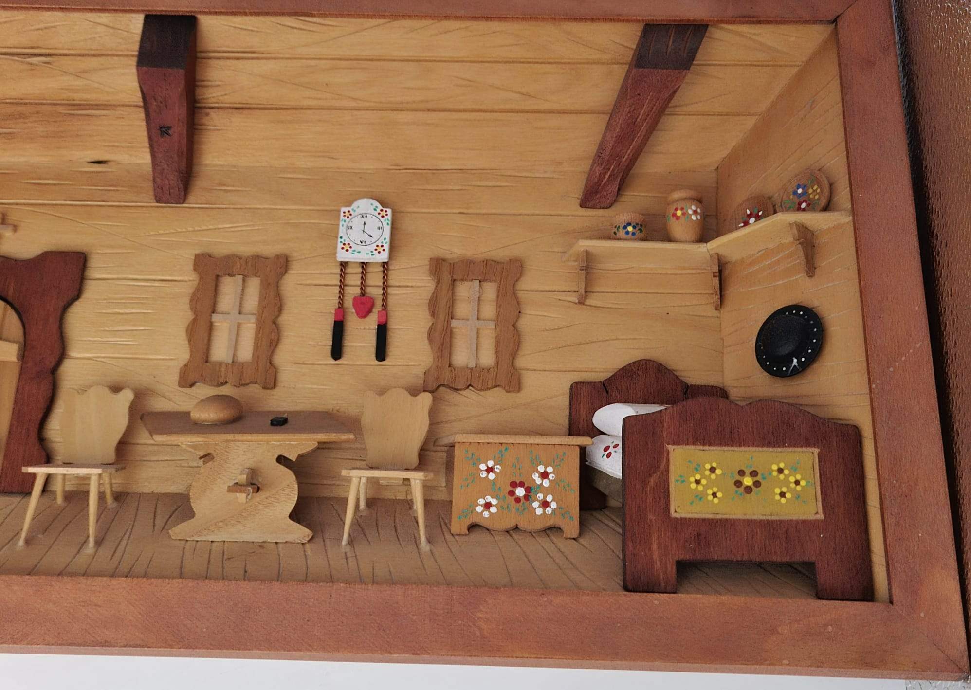 3D-Holzbild Bauernstube / Bauernzimmer – Handgefertigte Wanddekoration