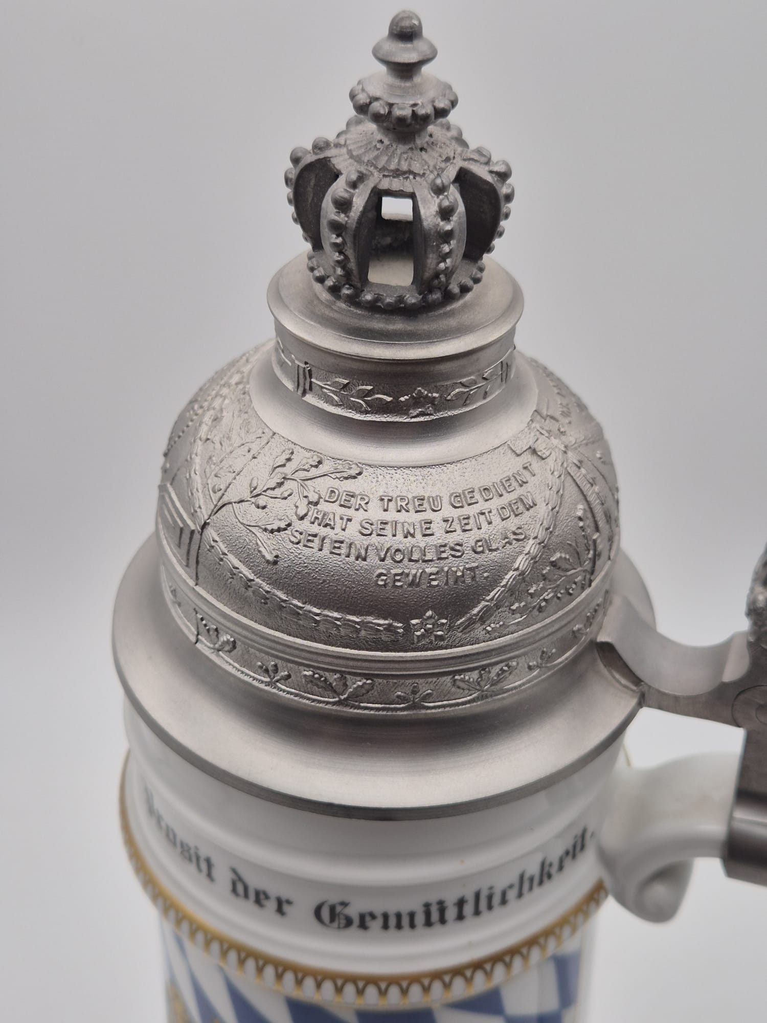 Kaiser Germany Bierkrug mit Zinndeckel und Lithophanie – München